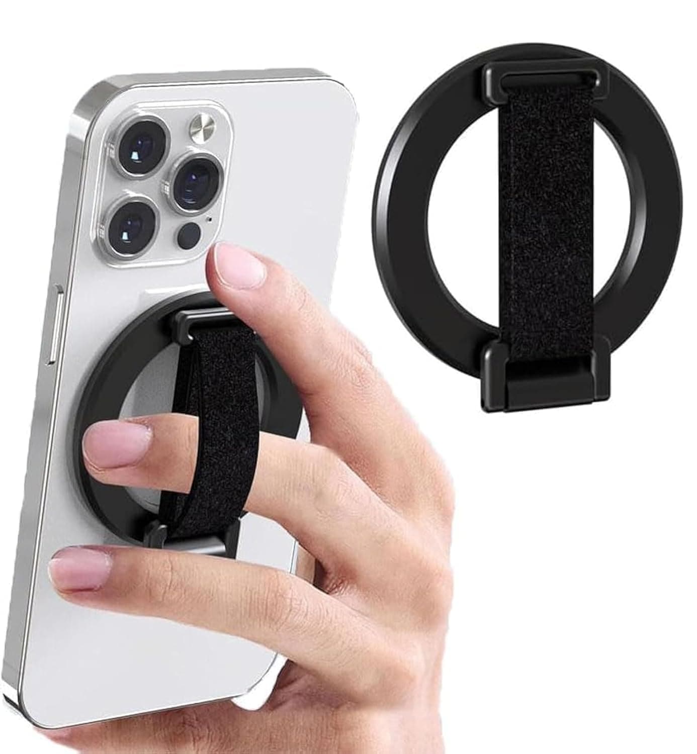 For Magsafe Phone Grip with Finger Strap, Magnetic Ring Holder Kickstand for iPhone, Removable Magnetic Phone Grip