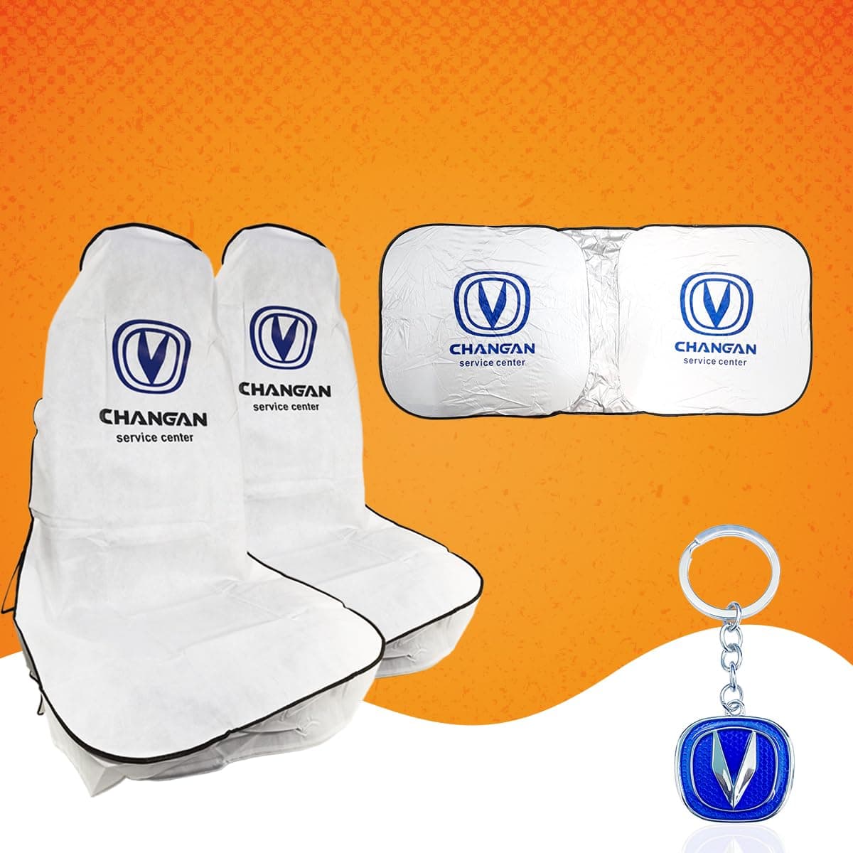 CHANGAN Car Sun Shade UV Rays and Heat Protector, Foldable Sun Visor, Windshield Sunshade, White - Keeps Vehicle Cool, Blocks UV Rays - With Key Ring
