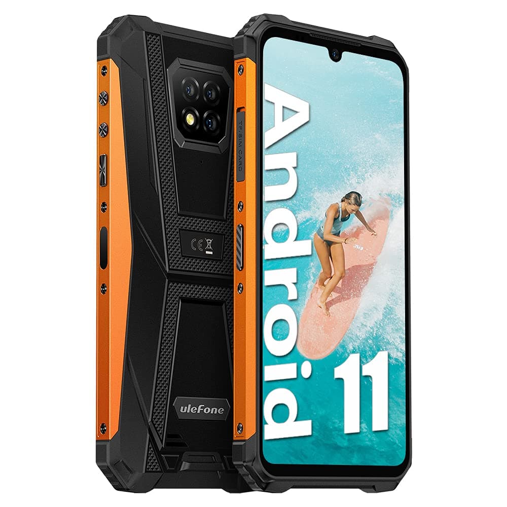 Ulefone Rugged Phone Unlocked Armor 8 Pro (6GB+128GB) Android 11 Helio P60 Octa-core Waterproof Smartphone, 13MP Triple Rear Camera, 6.1'' HD+Display 5080mAh Battery Dual SIM 4G Mobile Phone Unlocked