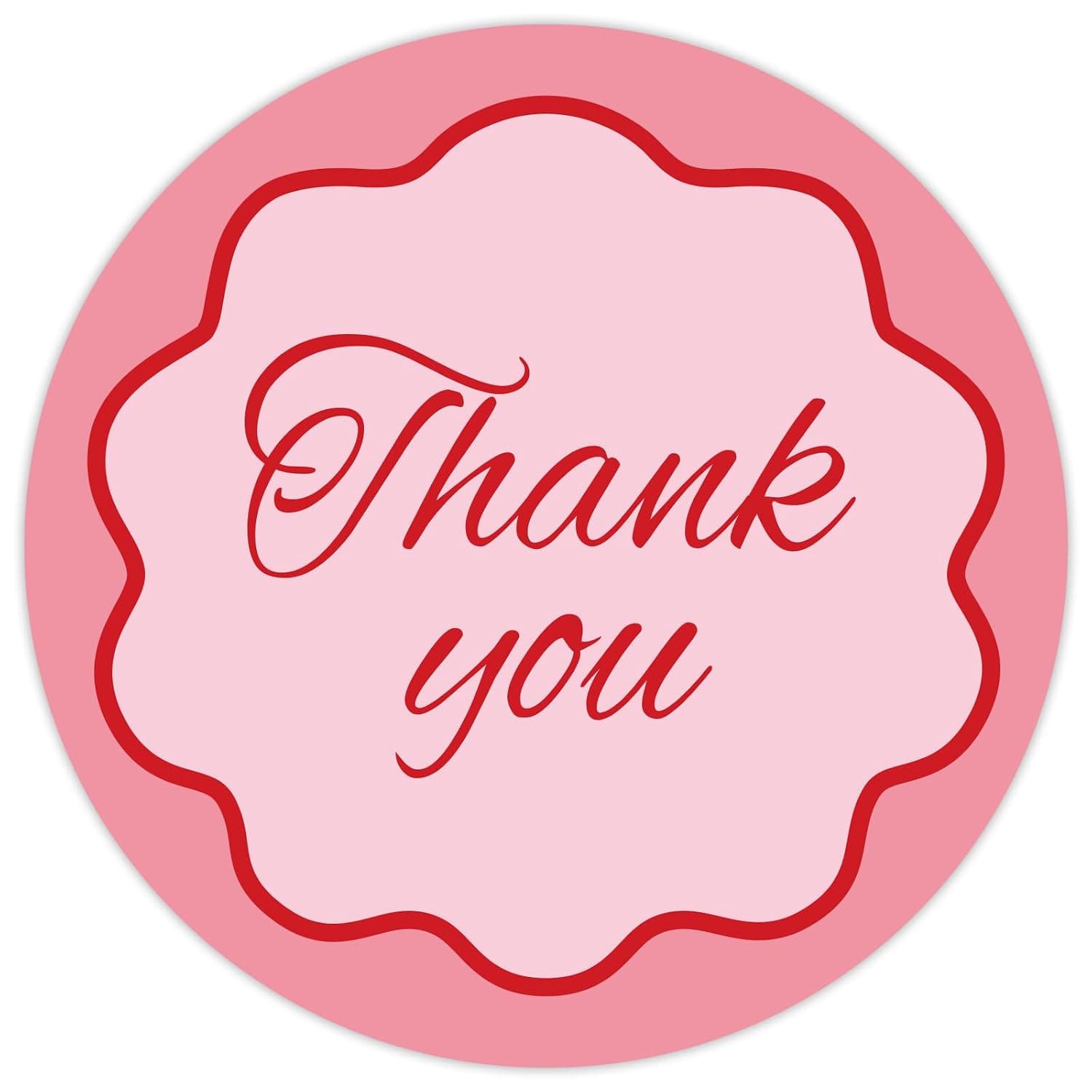 Whaline 120Pcs Thank You Stickers Red Pink Color Decals Scalloped Design Self-Adhesive Labels for Gift Wrapping Small Business Packaging Boutique Thank You Tags
