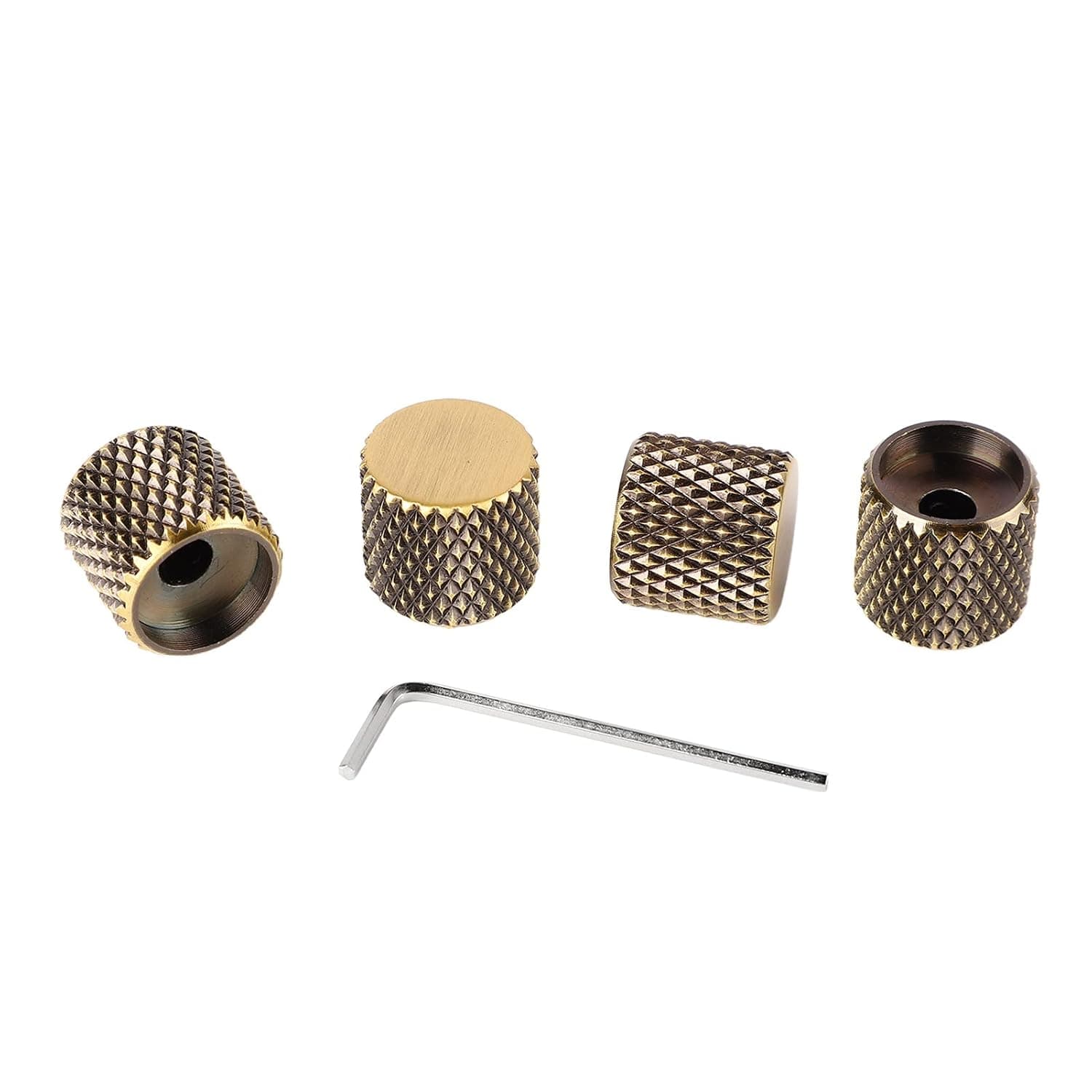 4Pcs Guitar Knob Metal Dome Flat Top Set for Musical Instrument, #313, GD139D Bronze, Classic