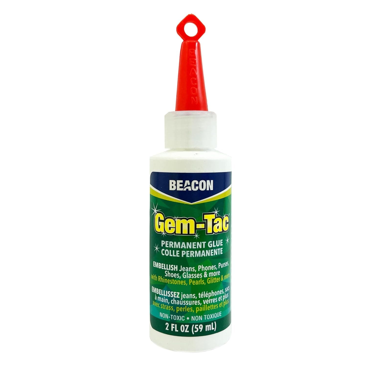 Beacon Adhesives Gem-Tac Premium Quality Adhesive for Securely Bonding Rhinestones and Gems - Water-Based, UVA Resistant, 2-Ounce