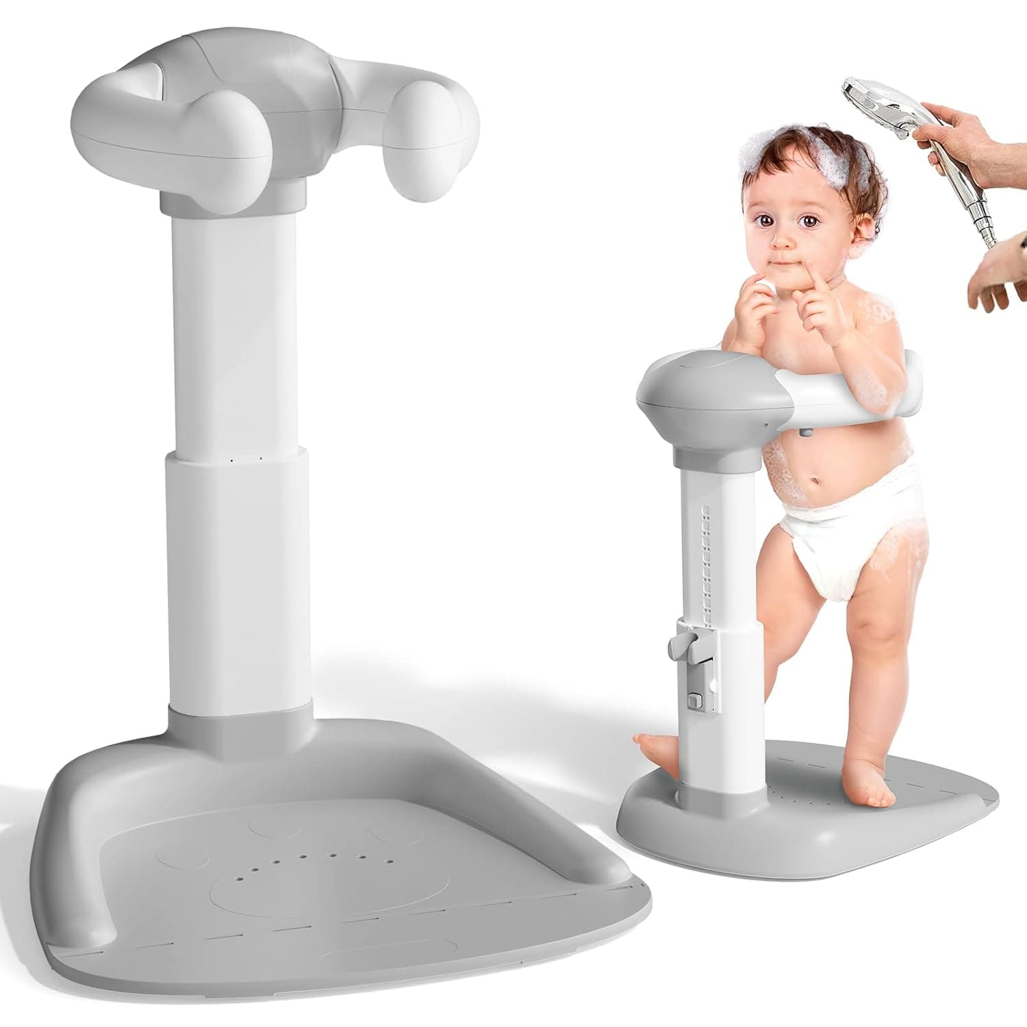 COOSEYA® Baby Shower Stand – Adjustable Baby Shower Stand Support with Non-Slip Base, Shower Stand for Child, Instead of a Bathtub Seat for Baby – for Bathing, Diaper Changing, and Washing the Bottom