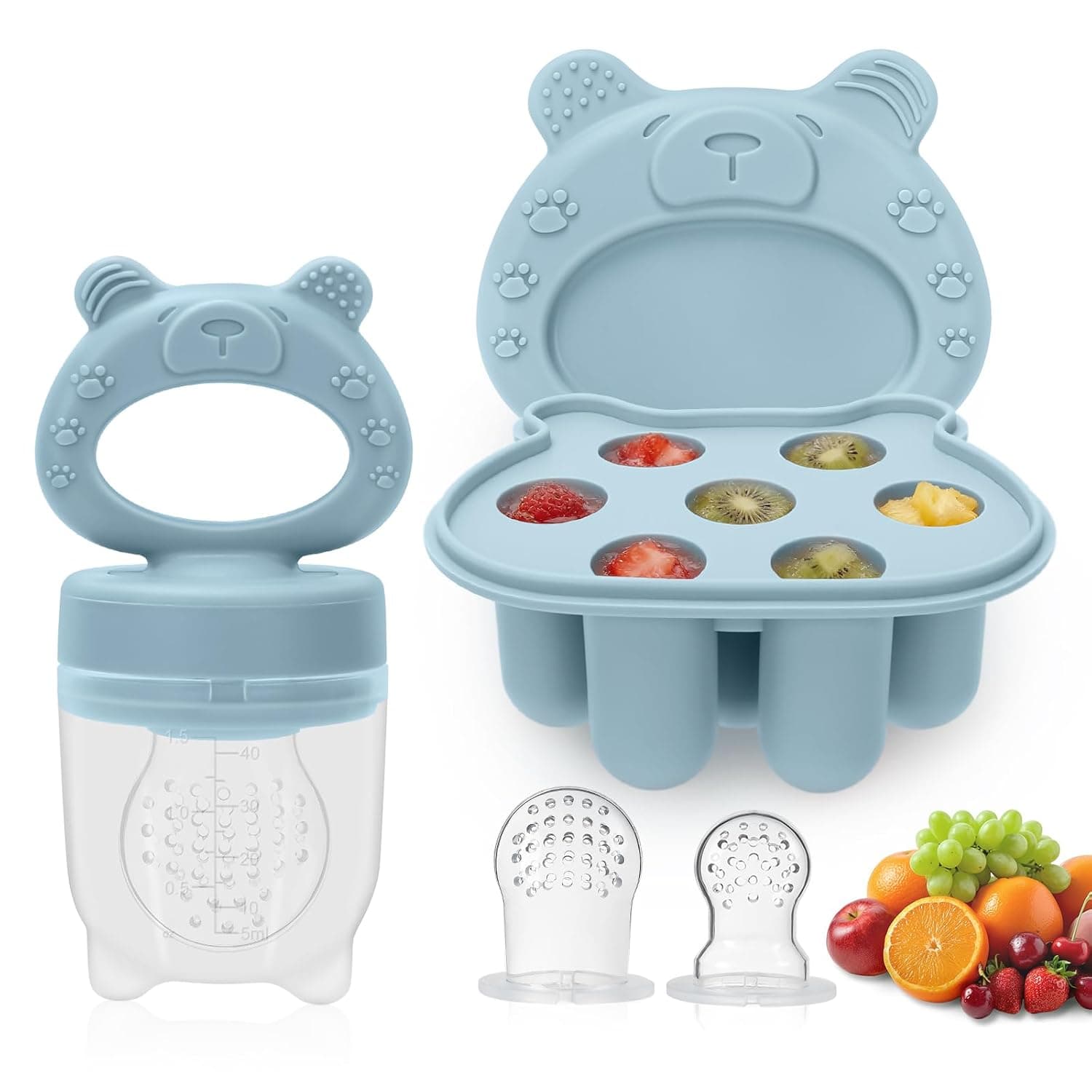 MR.TIMELAG Fruit Vacuum Cleaner for Babies, Teether for Fruits, Vegetables, Porridge, Complementary Food, BPA Free, Baby Porridge, Freezing, Baby Food Holder, Breast Milk Teether Teether with 3