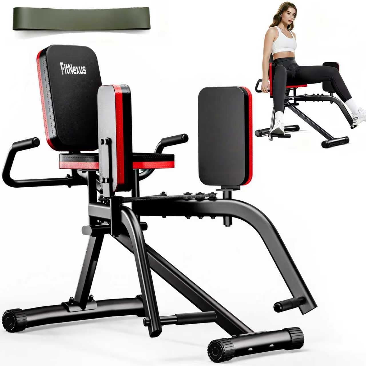 Hip Abductor Machine for Women/Men, Compact Glute Machine & Leg Exercise Equipment with Resistance Band, 4-Level Adjustable Booty Builder Machine for Home Gym