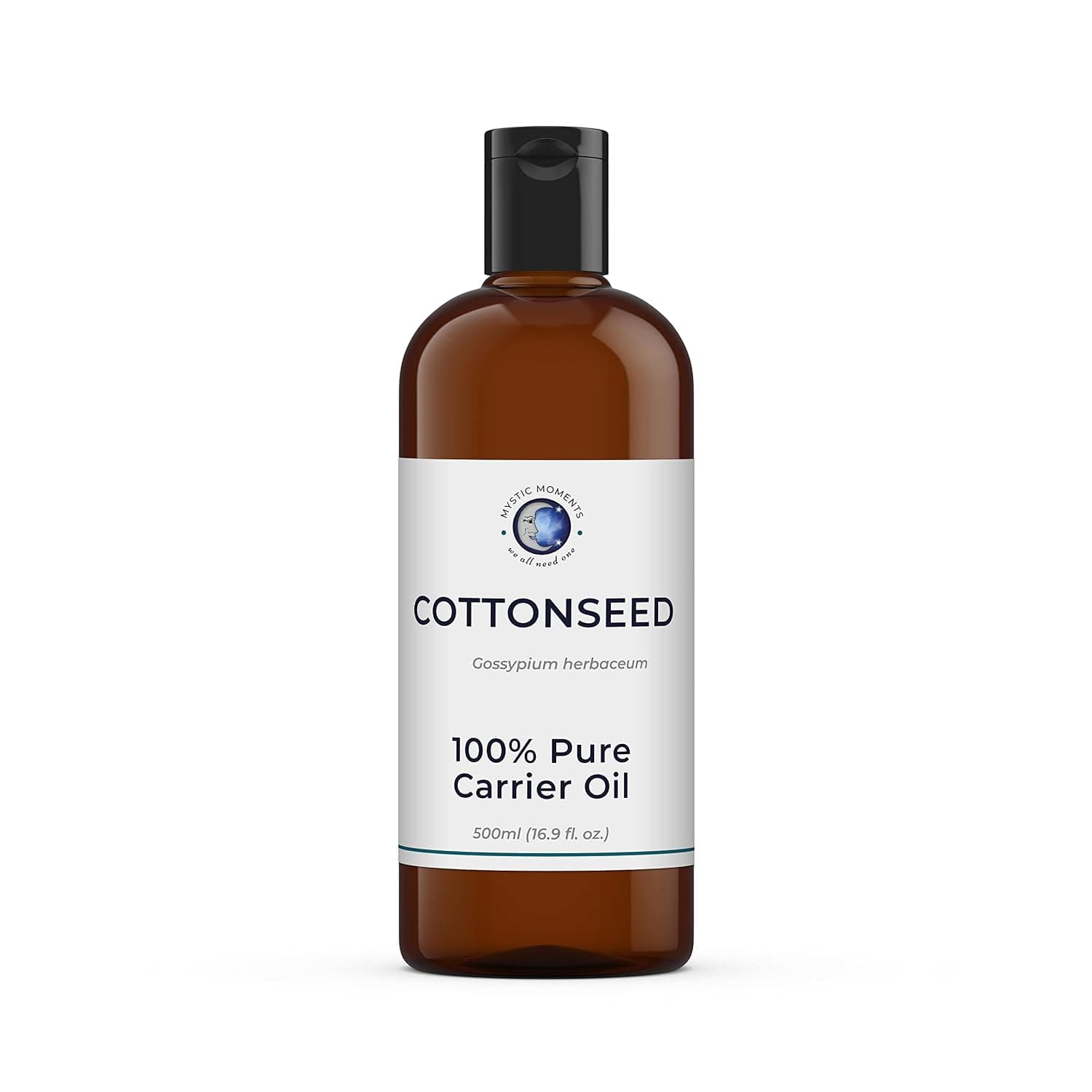 Mystic Moments | Cottonseed Carrier Oil 500ml - Pure & Natural Oil Perfect For Hair, Face, Nails, Aromatherapy, Massage and Oil Dilution Vegan GMO Free