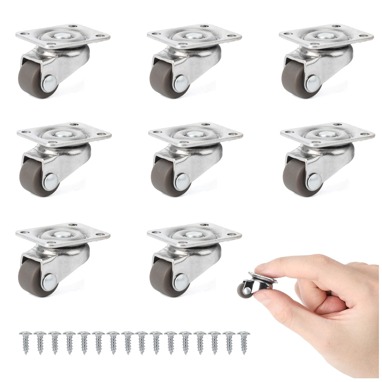 YelaJoy 8Pcs Small Caster Wheels, 1/2inch Mini Swivel Caster Wheels, Little Low Profile Self Adhesive Caster Wheels for Furniture,Kitchen Appliances, Light-Duty Projects, Planters, Tray
