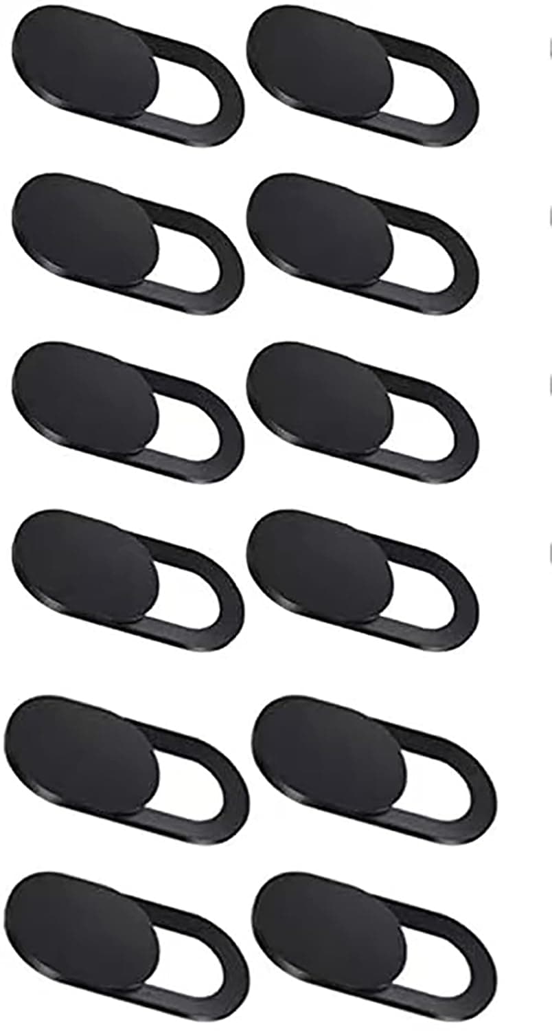 SKY-TOUCH 12pcs Webcam Cover, Ultra Thin, for Laptop, PC, Computer, Apple MacBook, iPad, Cell Phone, etc. 0.22 inch thick net block to protect your privacy and security (Black)