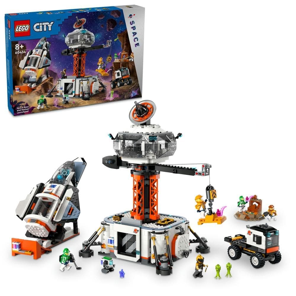 LEGO City Space Base and Rocket Launchpad Set, Toy for 8 Plus Year Old Boys & Girls, Featuring a Spaceship, 6 Minifigures, Robot and 2 Alien Figures, Gifts for Kids Who Love Cool Toys 60434