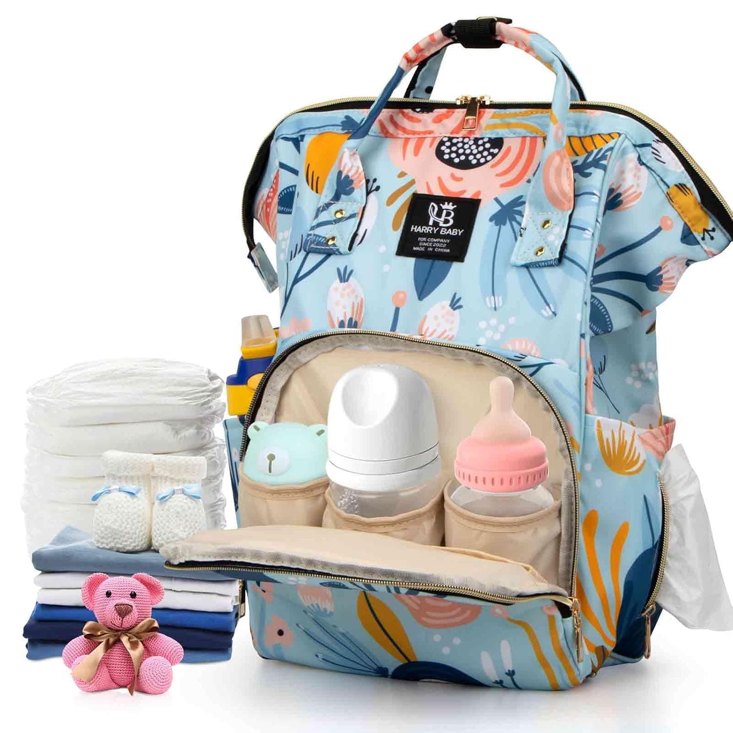 Homarket Diaper Bag Backpack,Waterproof Diaper Changing Totes,Multi-Function Travel Portable Bassinet Backpack Mommy Bag,Large Capacity Baby Backpack for Boy Girl