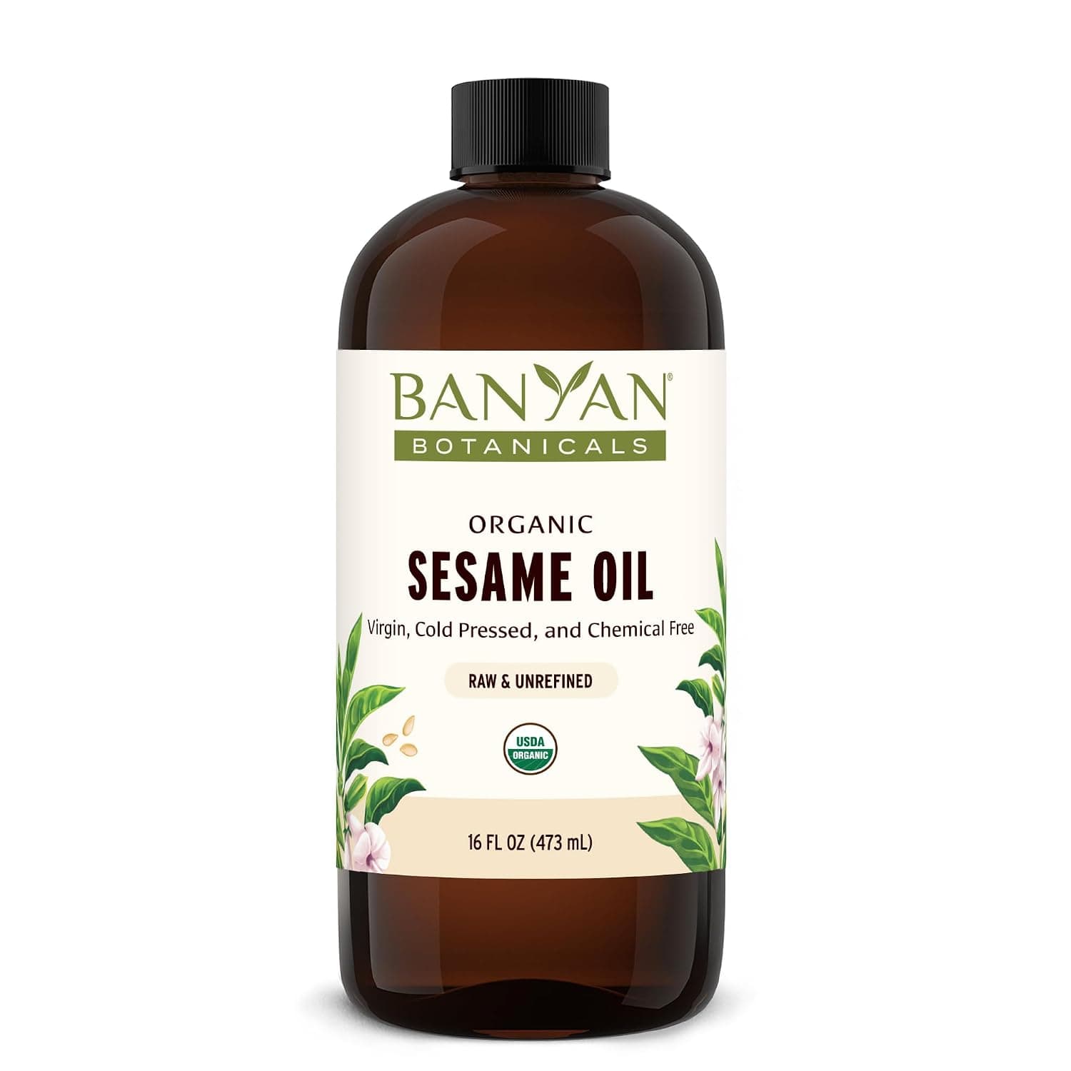 Banyan Botanicals Sesame Oil, Certified Organic, 16 oz - Pure, Unrefined - The Most Traditional of All Oils Used in Ayurveda, Good for Vata & Kapha