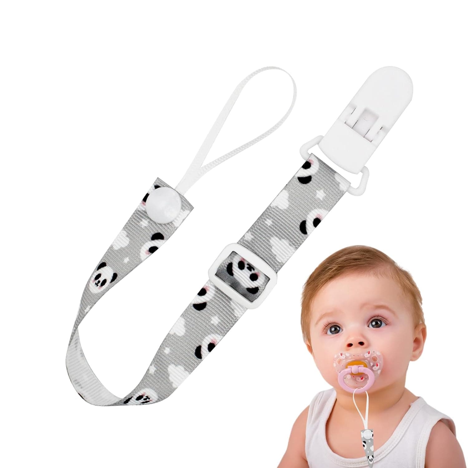 Pacifier Holder Clip Pacifier String, Teething Straps, Fits Most Teethers | Pacifier Holder and Leash Silicone Teether BPA Free Soother Chain Clip Stroller Crib Car Seat for Infant Boys Girls