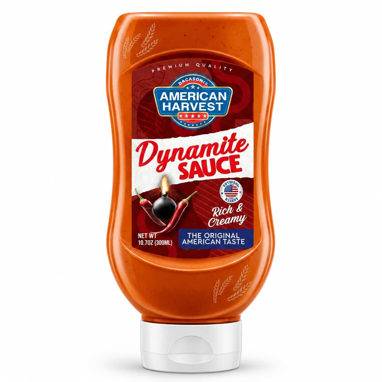American Harvest Dynamite Sauce 300ml | Fiery Flavor | Perfect Sauce for dippings, spreads or as a dressing