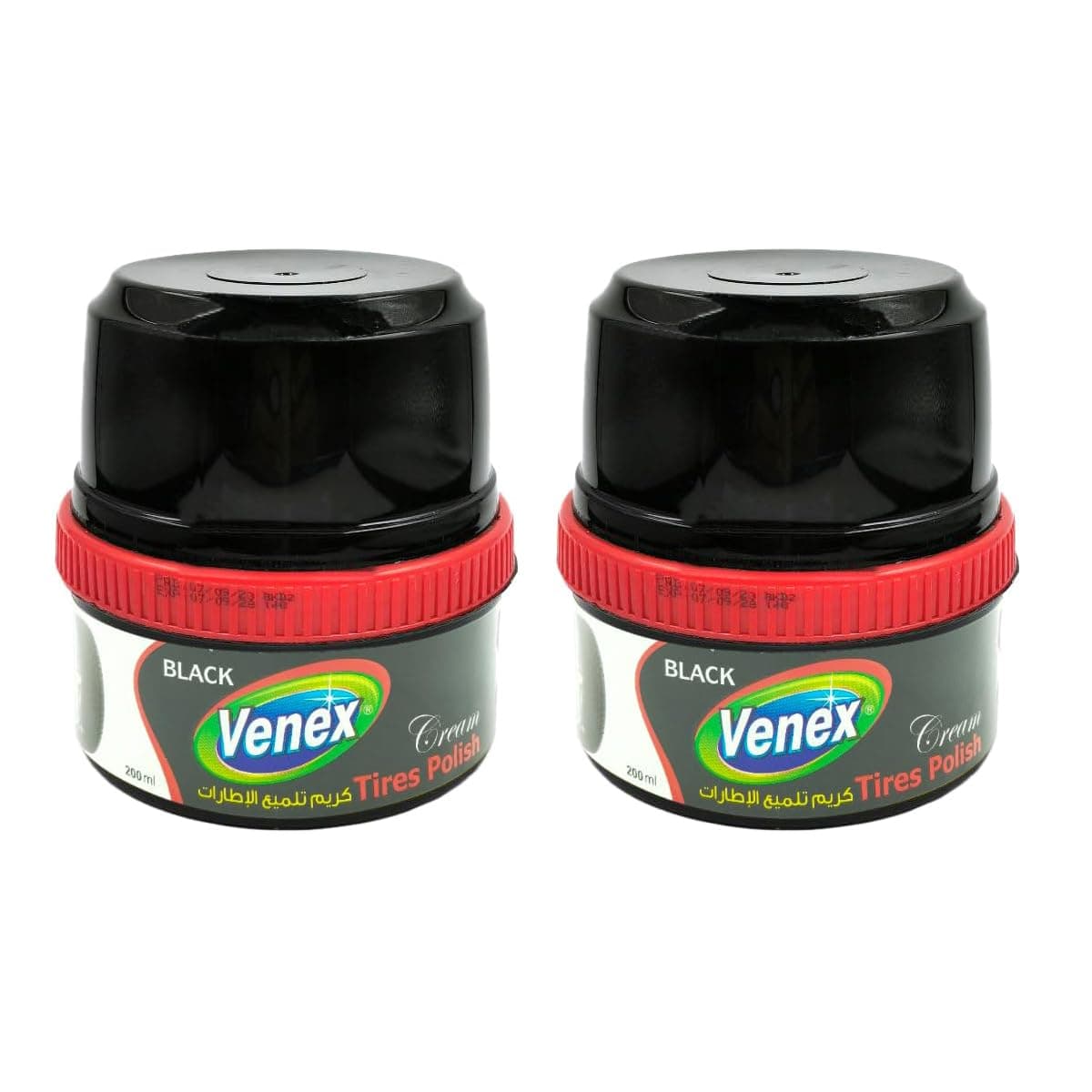 Combo Offer - 2 PCS Venex Car Tyre Polish Cream, 200ml Each, Black Tire Shine & Tyre Dressing Cream, Long Lasting Gloss, Dirt Repellent Formula, Rubber Tire Care & Protection