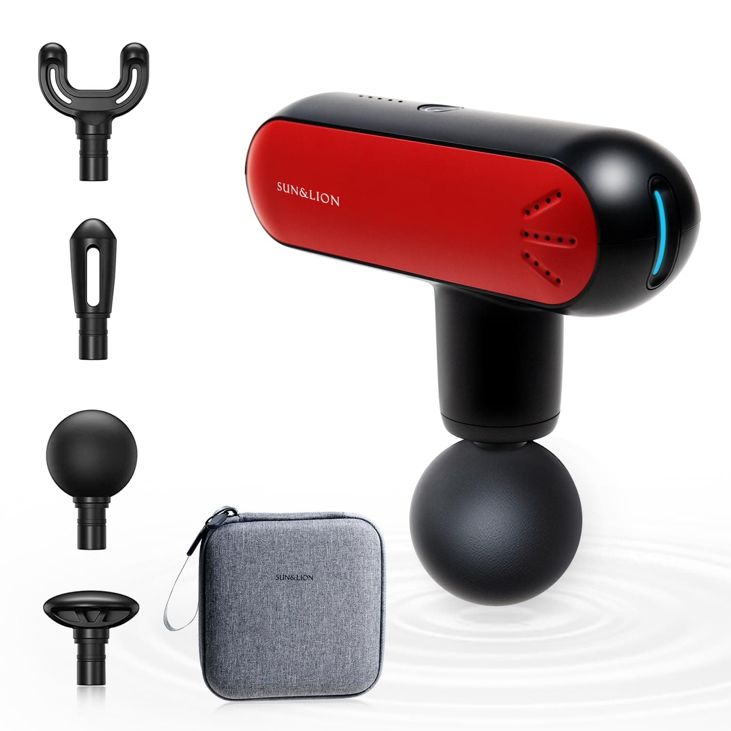 Super Mini Massage Gun SUN&LION U1 Mini 2.0 Handheld Massager Percussion Massager Gun Deep Tissue Travel Lightweight 0.6 lbs 4 Attachments Muscle Relief Recovery and Relaxation Compact Sports Massager