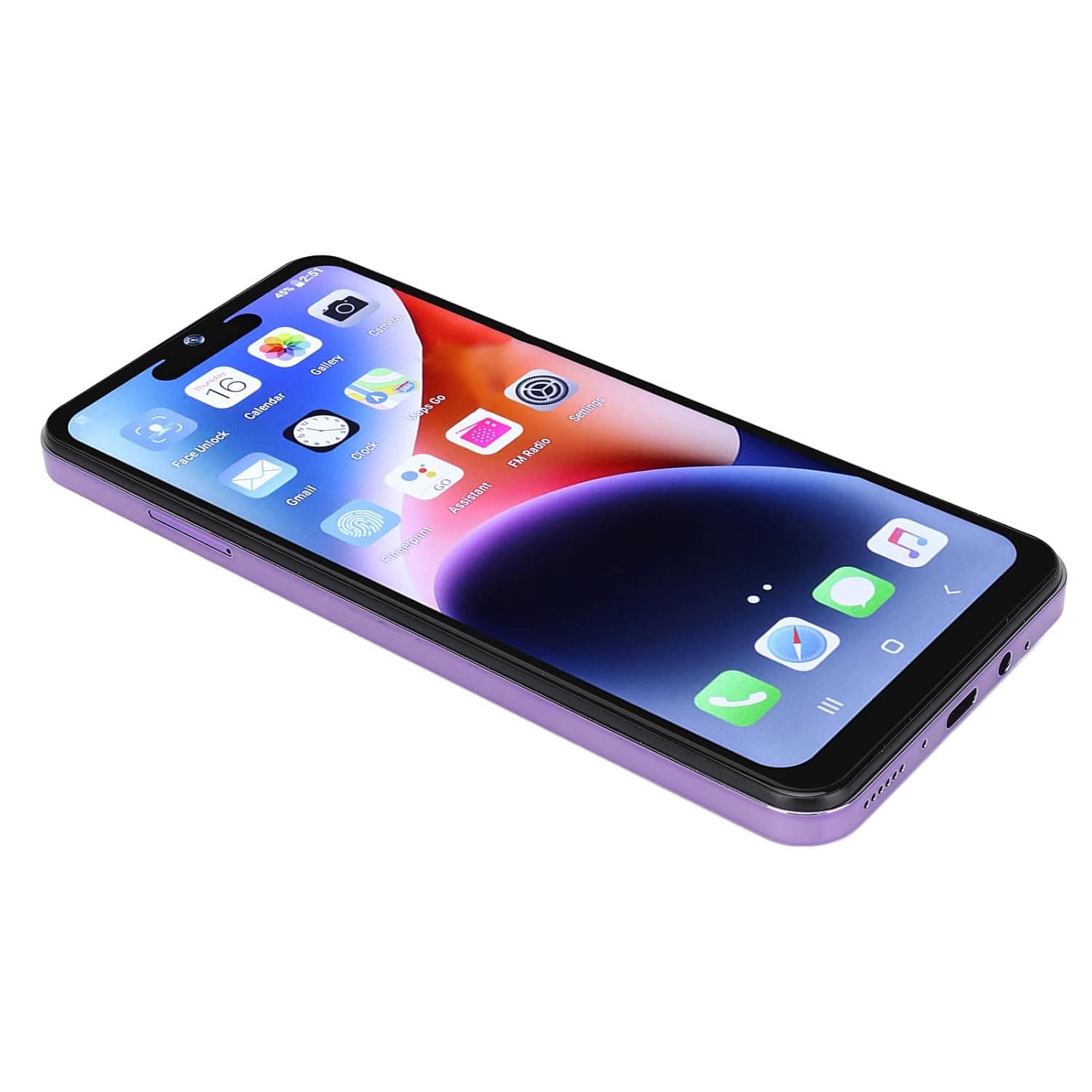 Unlocked Smartphone, 6.53 Inch HD Large Screen, 4GB RAM 64GB ROM, 8MP 16MP Camera, 3500mAh Battery, Face Recognition, Dual SIM Dual Standby 3G Mobile Phone for Android 10