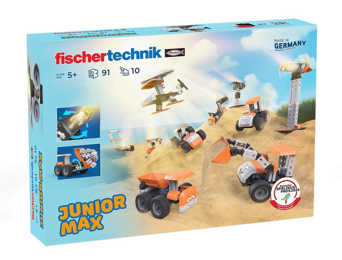fischertechnik Junior Max 576101 Solar Construction Toy for Children, 10 Models to Build & Discover, from 5 Years, Orange