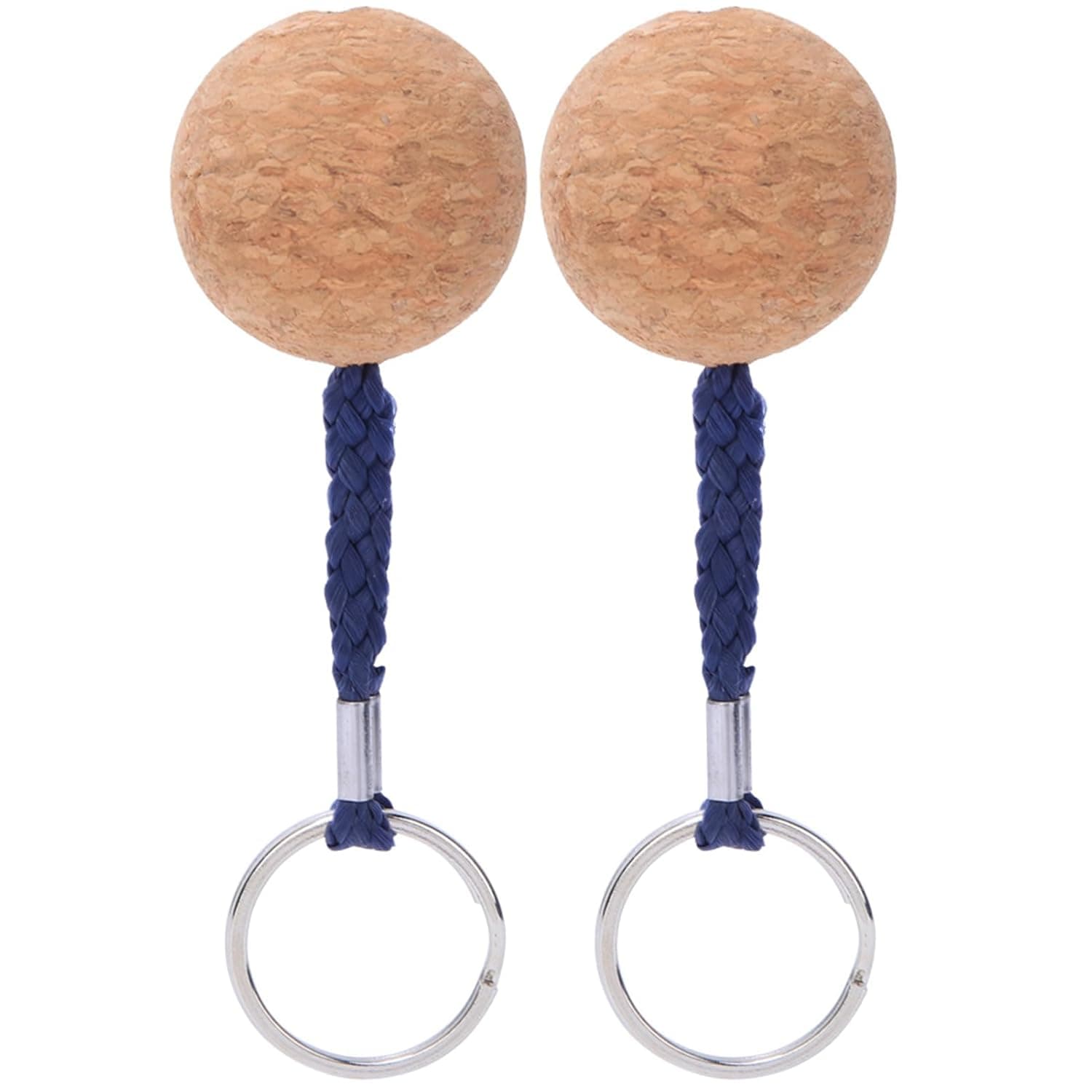 Cryfokt Floating Cork Keyring 2 Pcs Wooden Ball Key with Sturdy Rope Stainless Steel for Kayak Sailing Boating Fishing Water Sports Waterproof Key Float