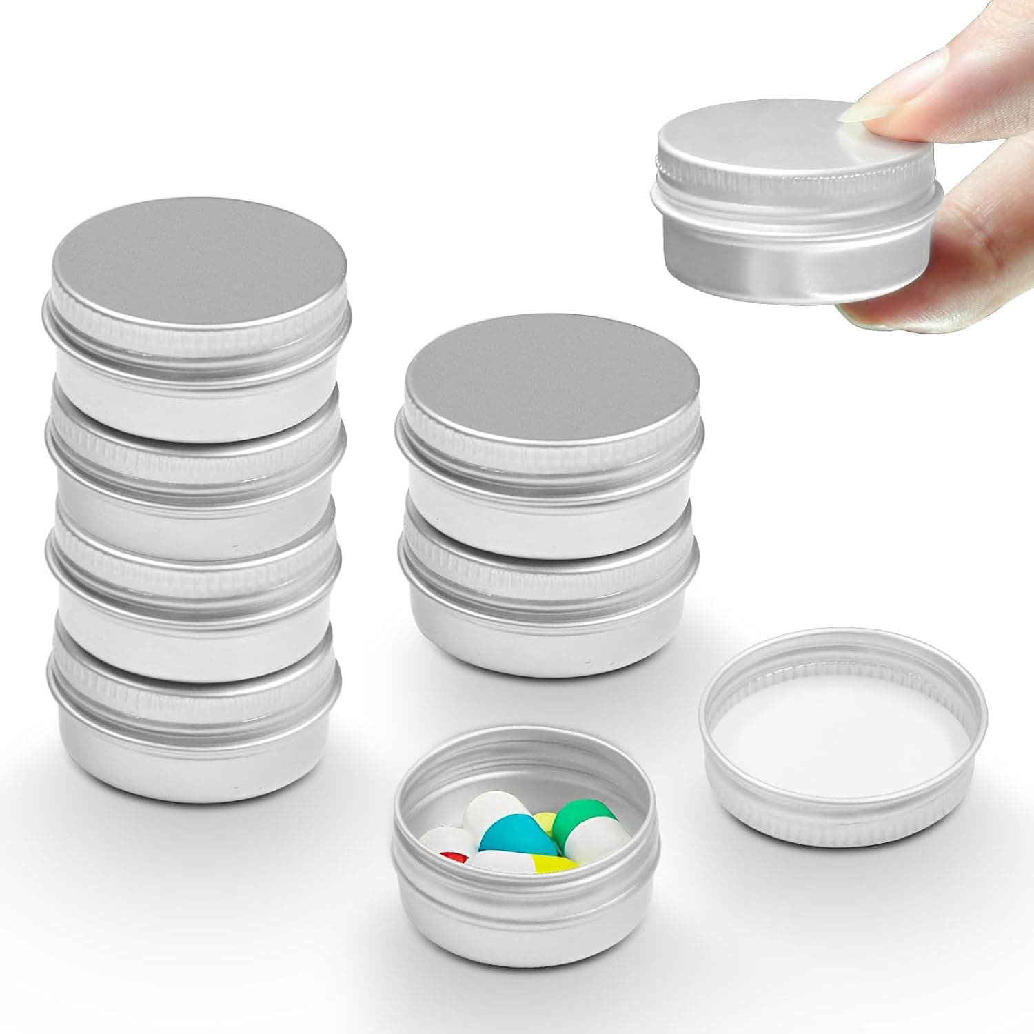 OneNine Travel Pill Organizer, 8pcs Portable Pill Case Daily Mini Pill Holder Container for Pocket Purse, Waterproof Weekly Pill Box Small Daily Medicine Organizer for Vitamin, Fish Oil, Supplement