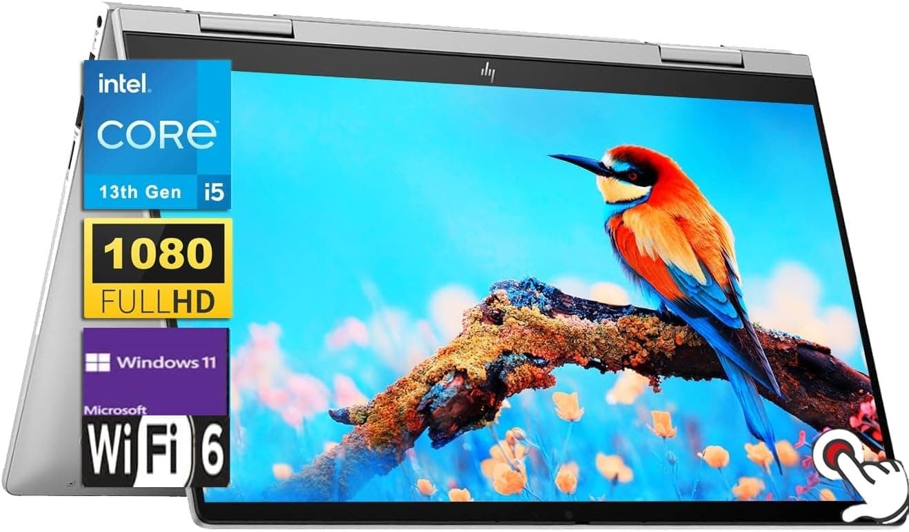 HP Envy x360 2-in-1 14" FHD Touchscreen Laptop, Intel Core i5-1335U Processor, 8GB RAM 1TB SSD, Wi-Fi 6E, Bluetooth 5.3, Backlit Keyboard, Fingerprint Reader, Windows 11 Home, Natural Silver