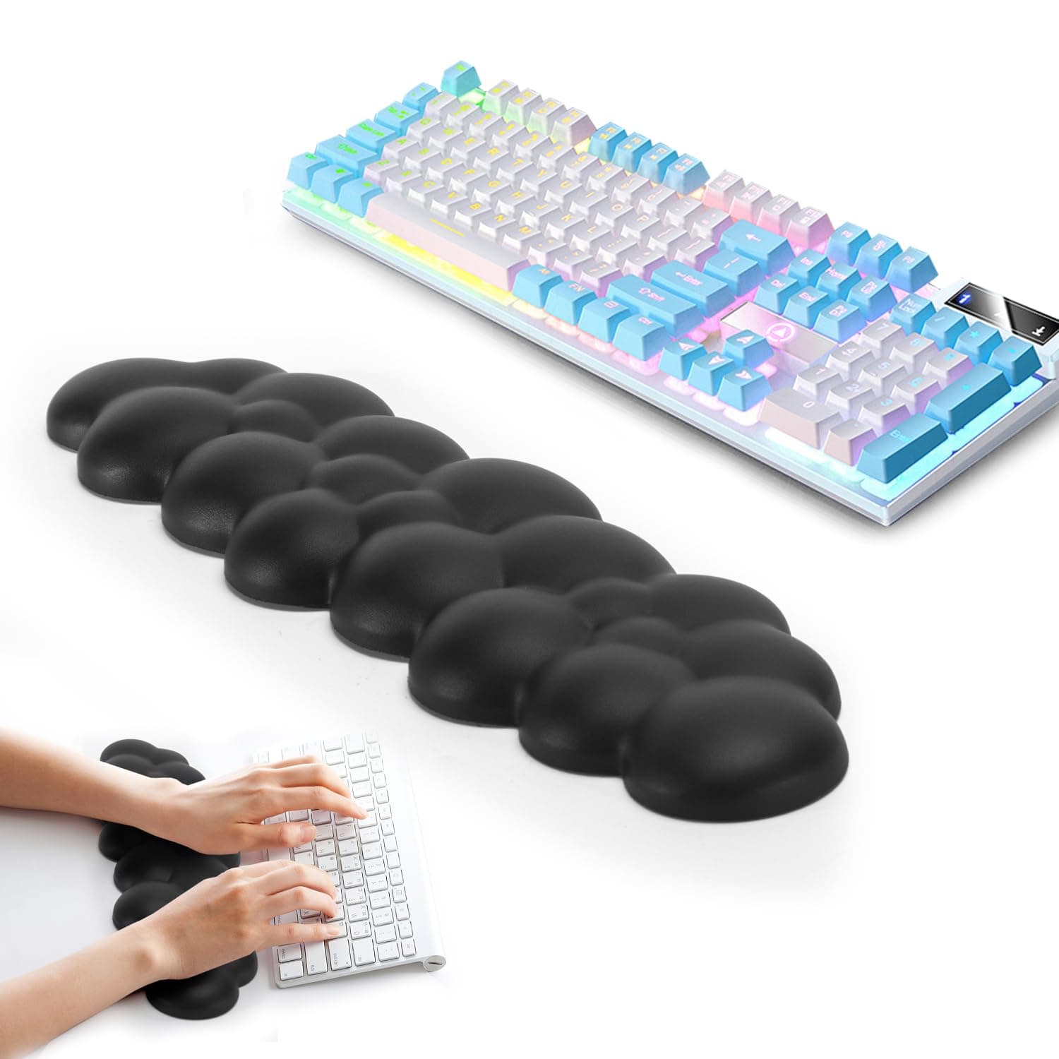 Keyboard Cloud Wrist Rest, Memory Foam Palm Rest, Ergonomic Wrist Support for Computer, Laptop, Office Use (Black)