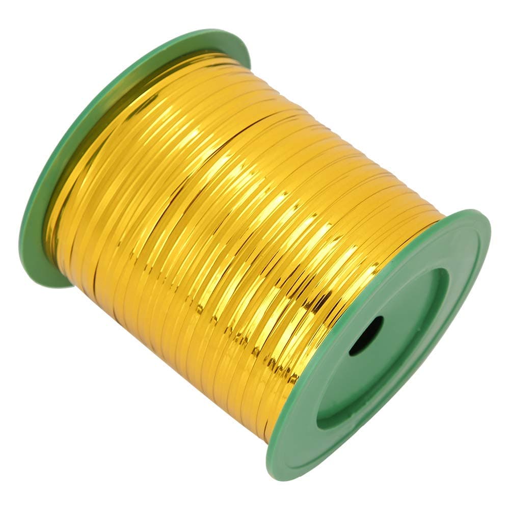 GLOGLOW Shiny Metallic Twist Ties for Party Favors & Wedding Decor, 400 Yard Spool Flexible Foil Wire Ties for Cellophane Treat Bags & Gift Wrapping (Gold)