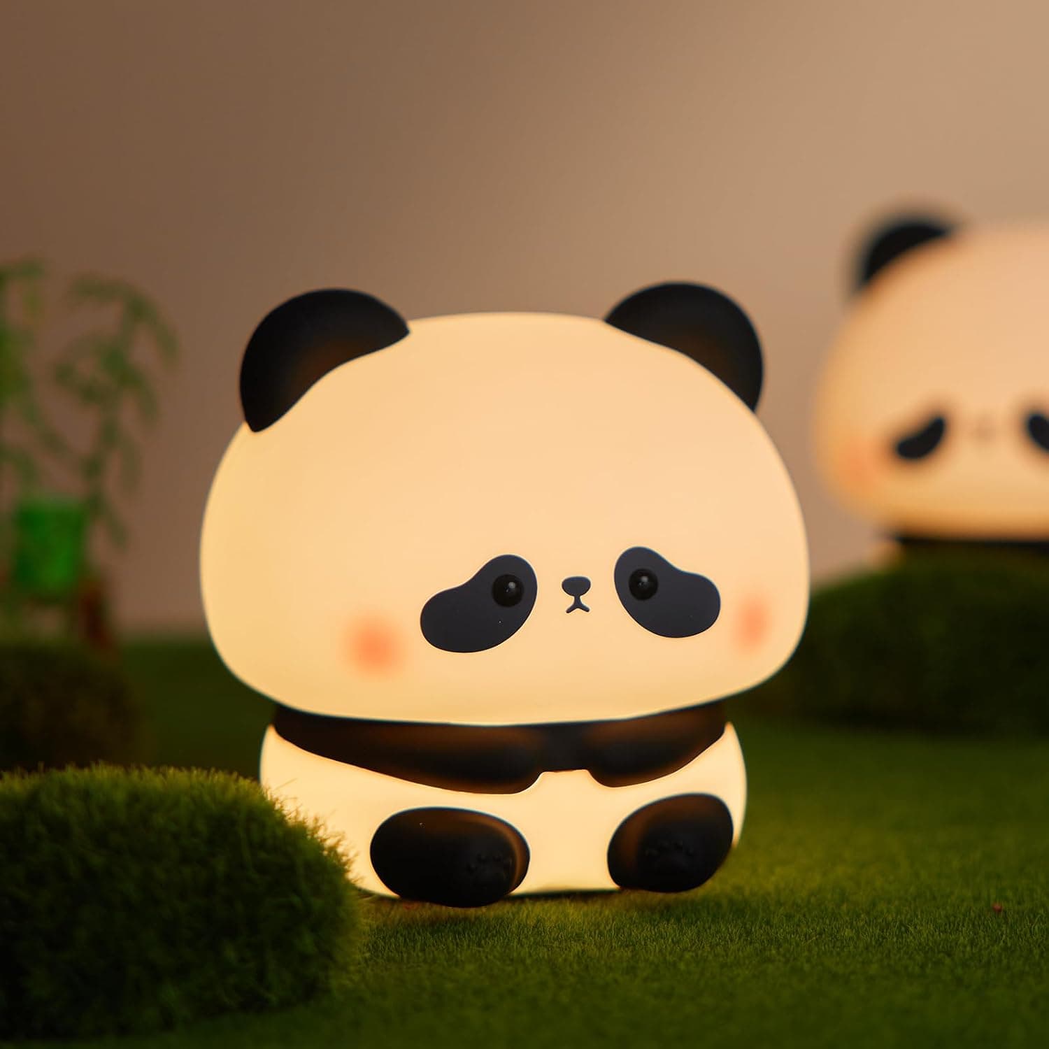 Cute Panda Night Light, LED Squishy Novelty Animal Night Lamp, Food Grade Silicone 3 Level Dimmable Breastfeeding Nursery Nightlight for Room Decor, Holiday Gifts Stuff for Boys Girls Baby Children
