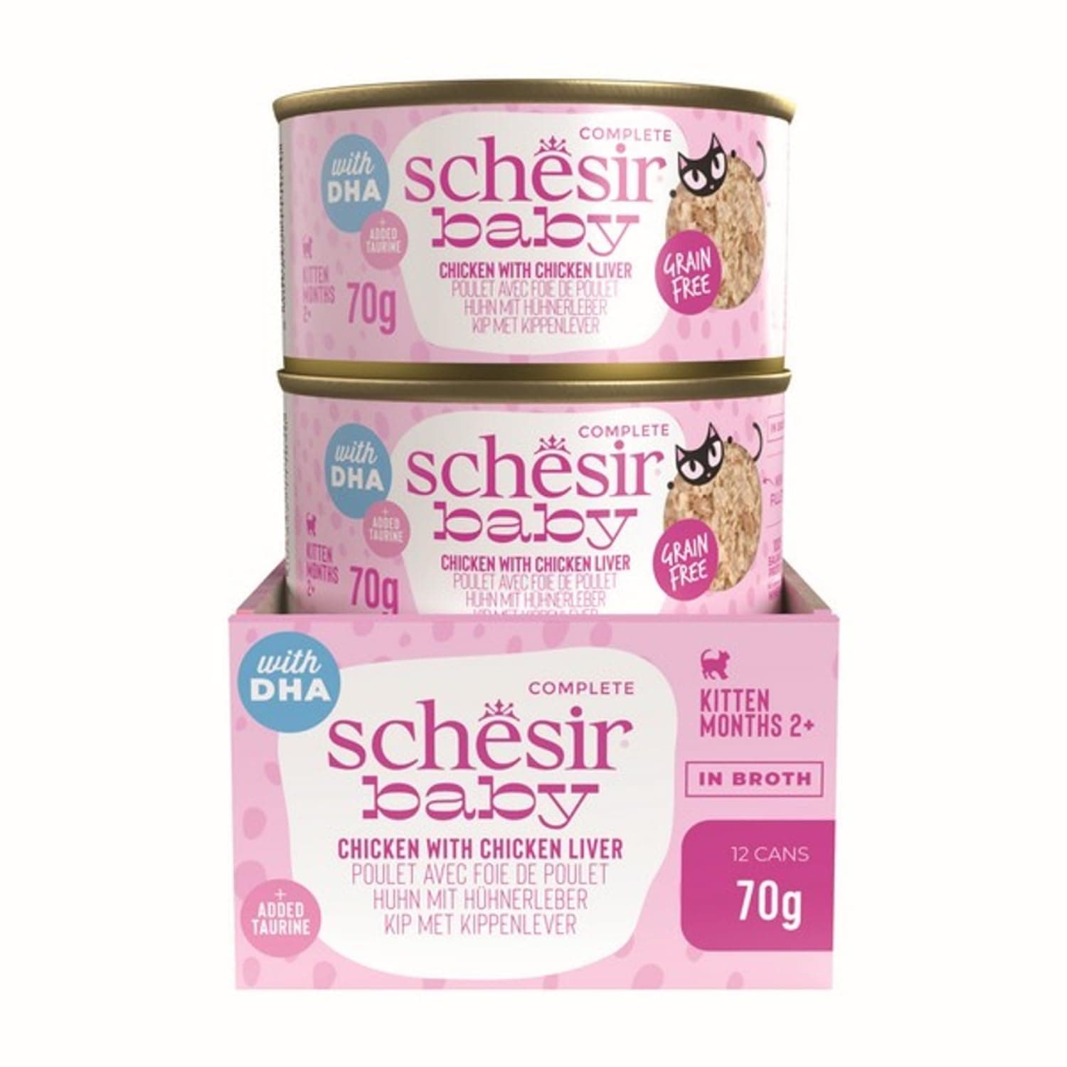 Schesir Cat Wet Food For Kitten Chicken & Chicken Liver 12 * 70G