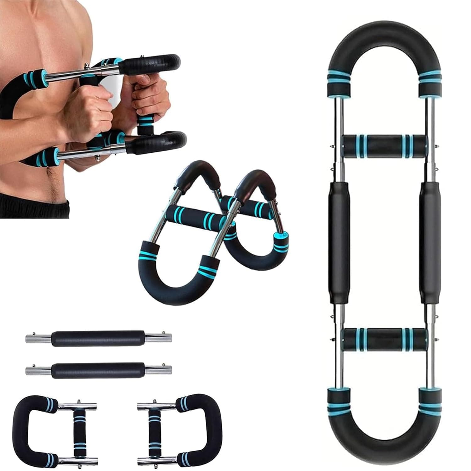 Chest Workout, Body Toning Kit, 40-100lb Adjustable Chest Workout Equipment, Portable Spring Resistance Home Fitness Equipment, Detachable Design