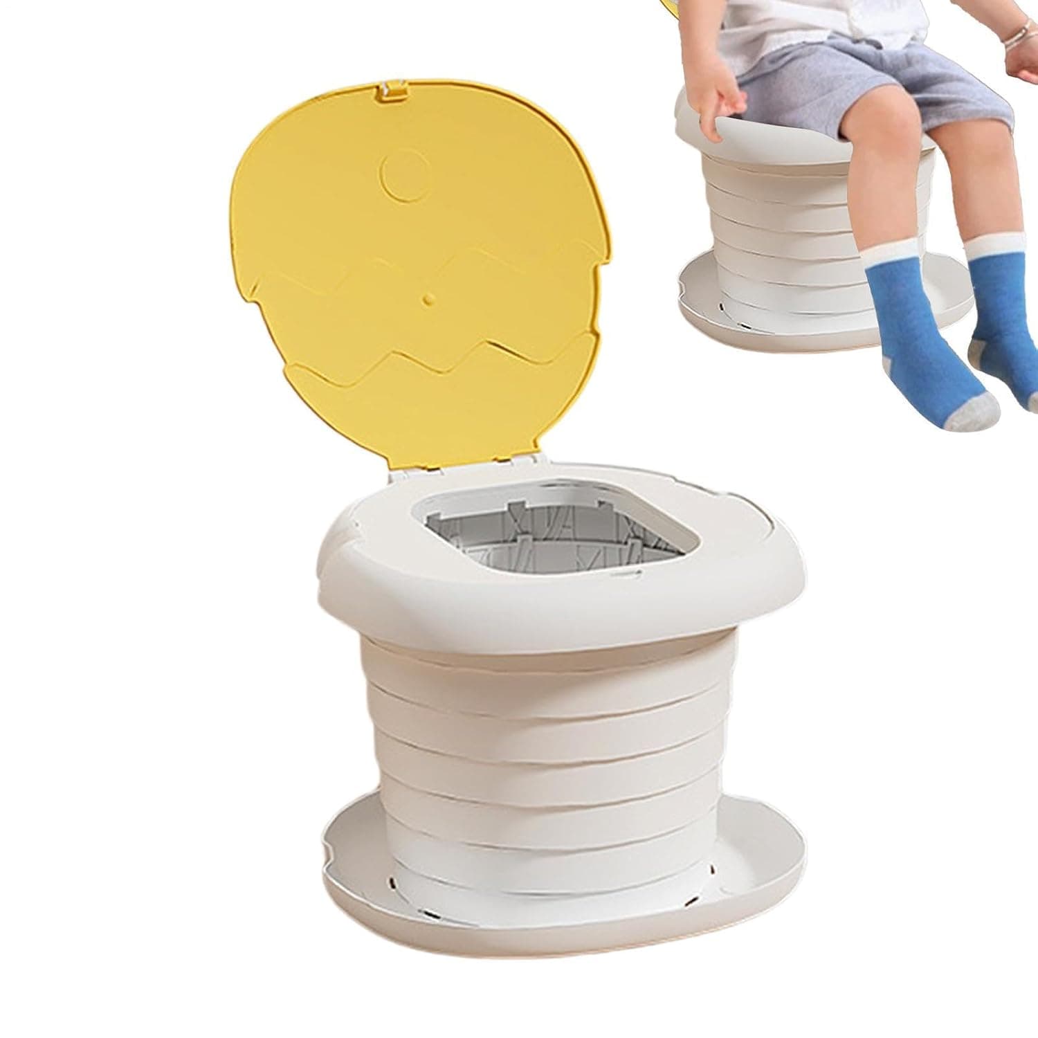 Kid Potty Anti-Tip Children Toilet Stool Home Trash Can | Foldable Travel Potty Seat for Camping Outdoor Household Bathroom Car Shower Bedroom Floor