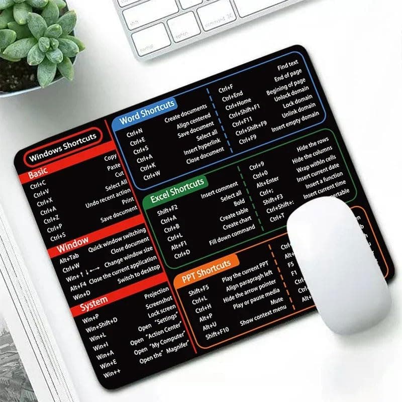 1Pcs Creative Computer Shortcut Key Tip Mouse Pad Word Excel Operating Easy Access to Office Tools Non-Slip Rubber Mouse Pad 21x26x0.2cm