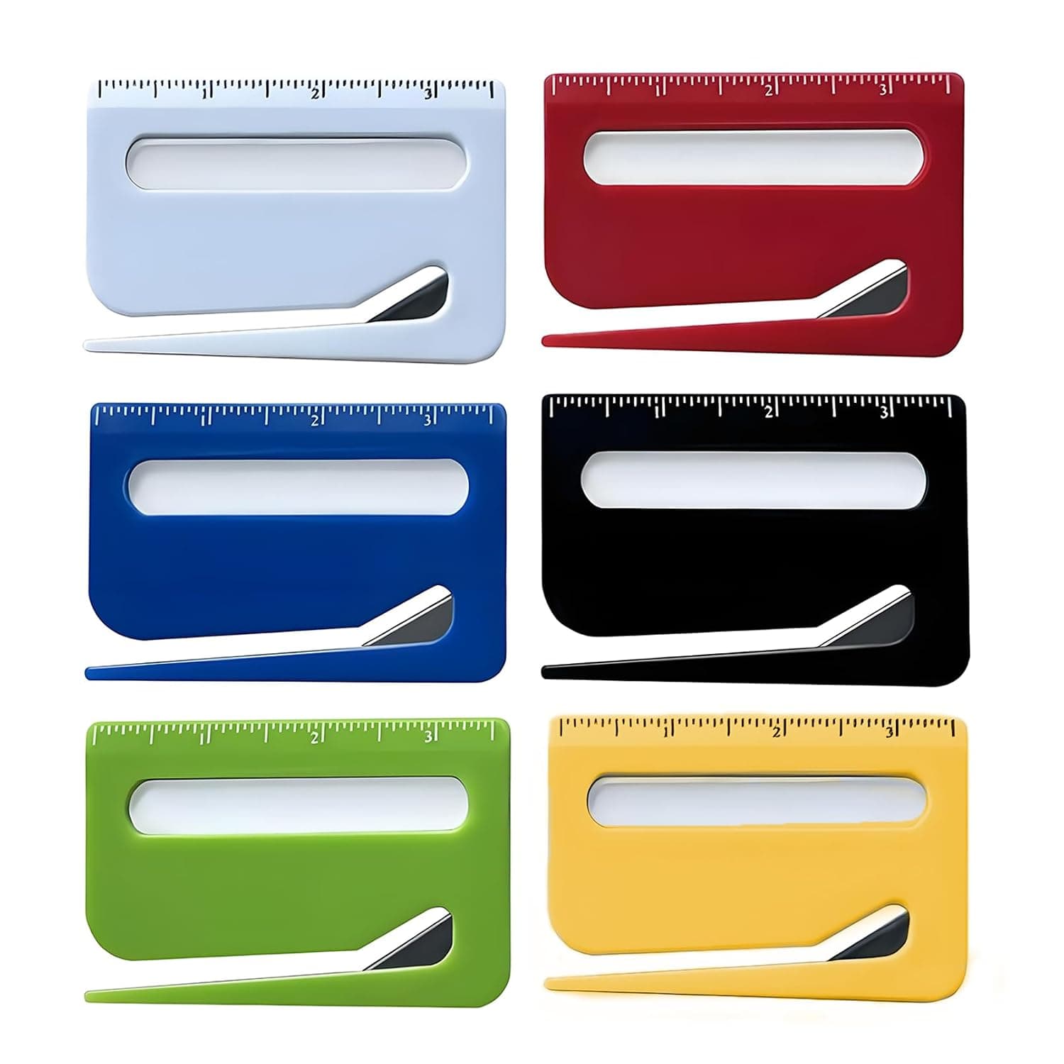 Letter Openers with Ruler & Magnifier, 6PCS, Envelope & Package Slitter Tool, Safe Paper Cutter for Women Men,Office Worker,Graduate Students, Home, Office, Postal