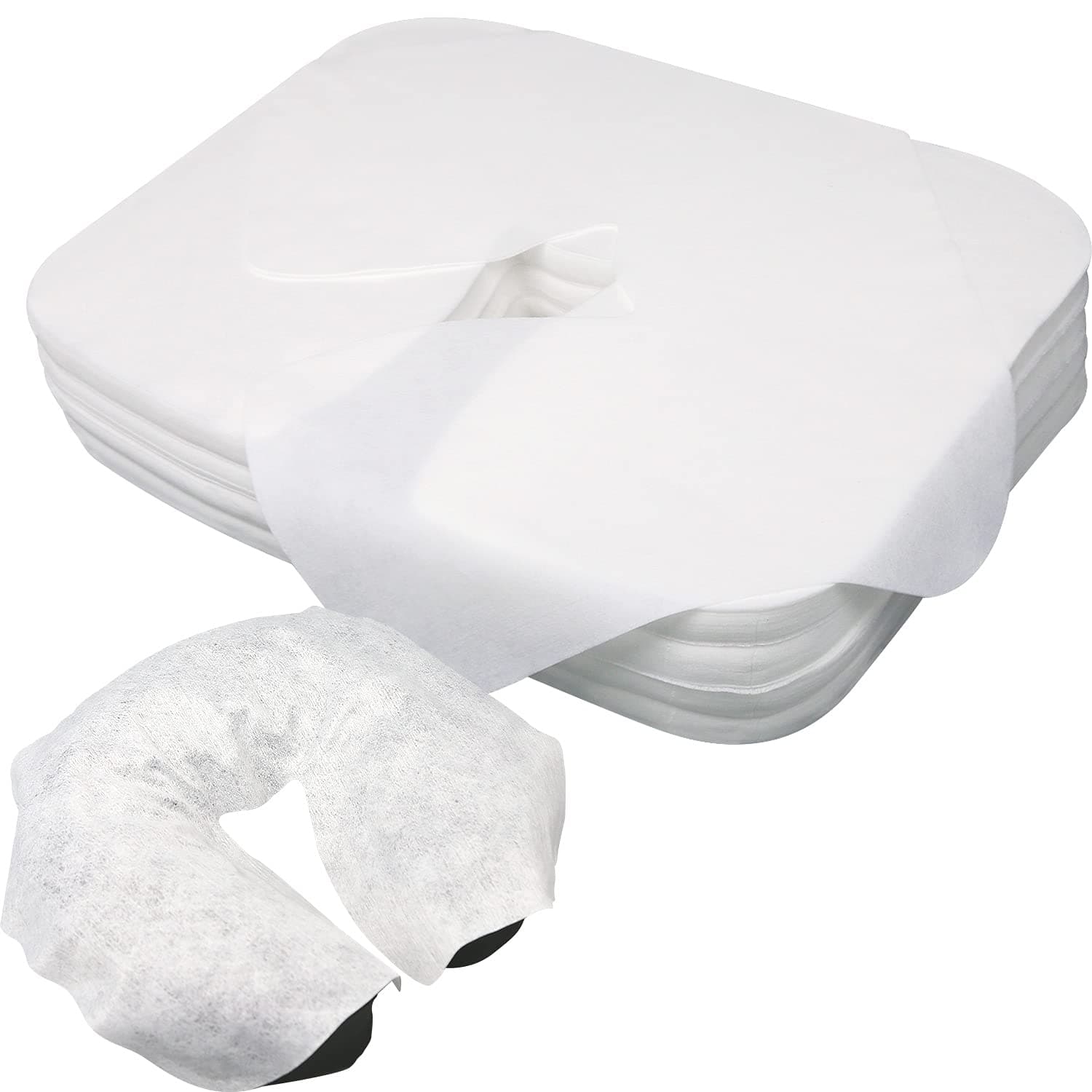200 Count Disposable Face Cradle Covers–Medical-Grade Cotton, SPA Face Rest Covers Headrest Covers for Massage Tables Massage Chairs 14.17 x 10.6 inches/ 36 x 27 cm