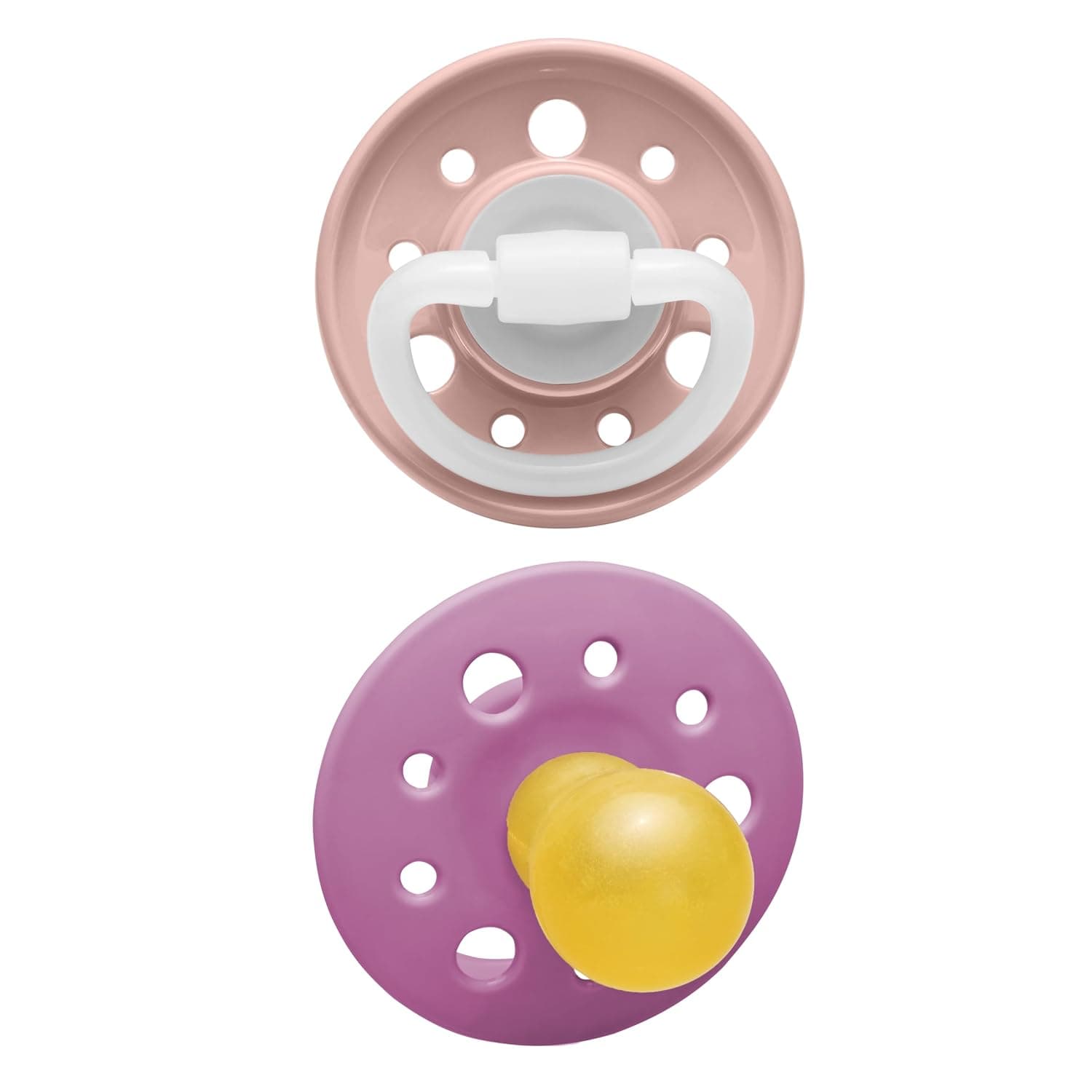 Nip Cherry Baby Pacifier 0-6M,2pc, Orthodontic Shaped Soother, 100% Natural Latex, Ultra-Soft Teether, BPA-Free, Calms & Relaxes Babies, Best for Breastfed Newborns, Peach & Pink,Made in Germany, Girl