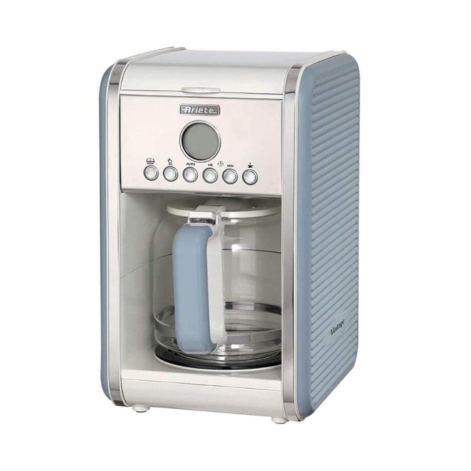 Ariete Retro Style Coffee Machine, Make 4 to 12 Cups Delicious Long Coffee Maker Perfect for Powder, ART1342-V-BL (Blue)