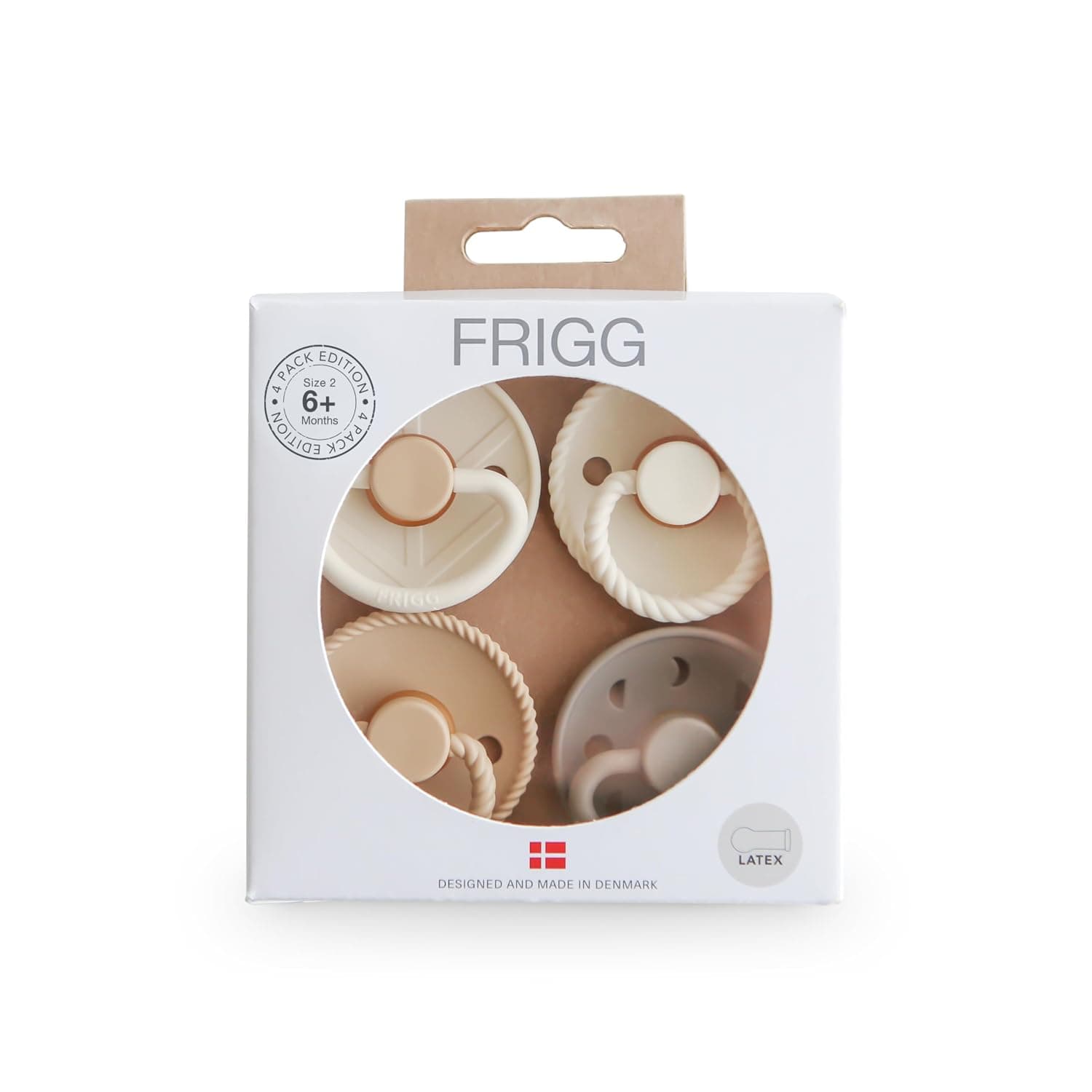 FRIGG Round Latex Baby Pacifier 6-18M 4-Pack Crystal Sparkle - Size 2