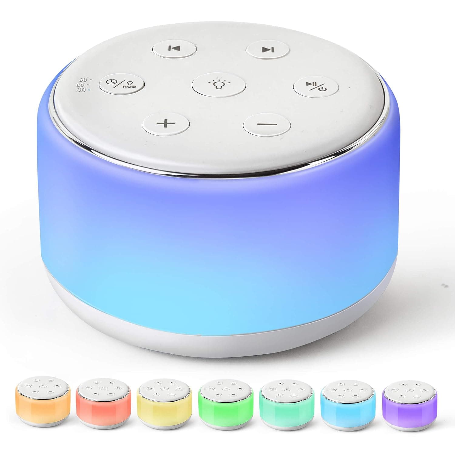 White Noise Machine for Sleeping Baby Children Adults - Portable Sound Machine with Night Light, 34 Soothing Sounds, USB Rechargeable and Auto-Off Timer for Children's Room, Travel