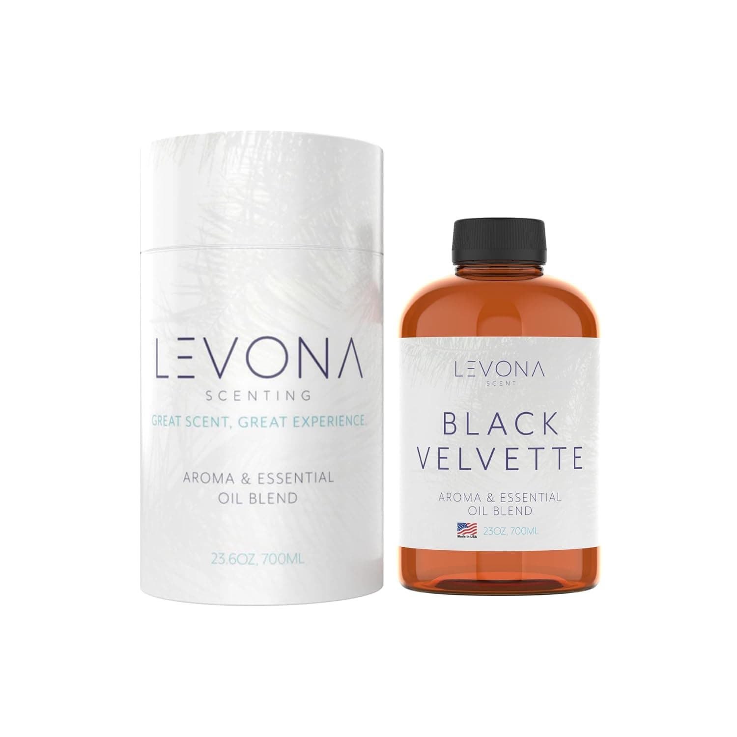 Levona Scent Essential Oil - Fresh Aroma for Home, Office, Hotel & Spa, Perfect in Humidifiers and Diffusers, Luxury Fragrance, with Fir Needle & Salty Sea Air Notes - 700ml/ 23 fl oz, Black Velvet