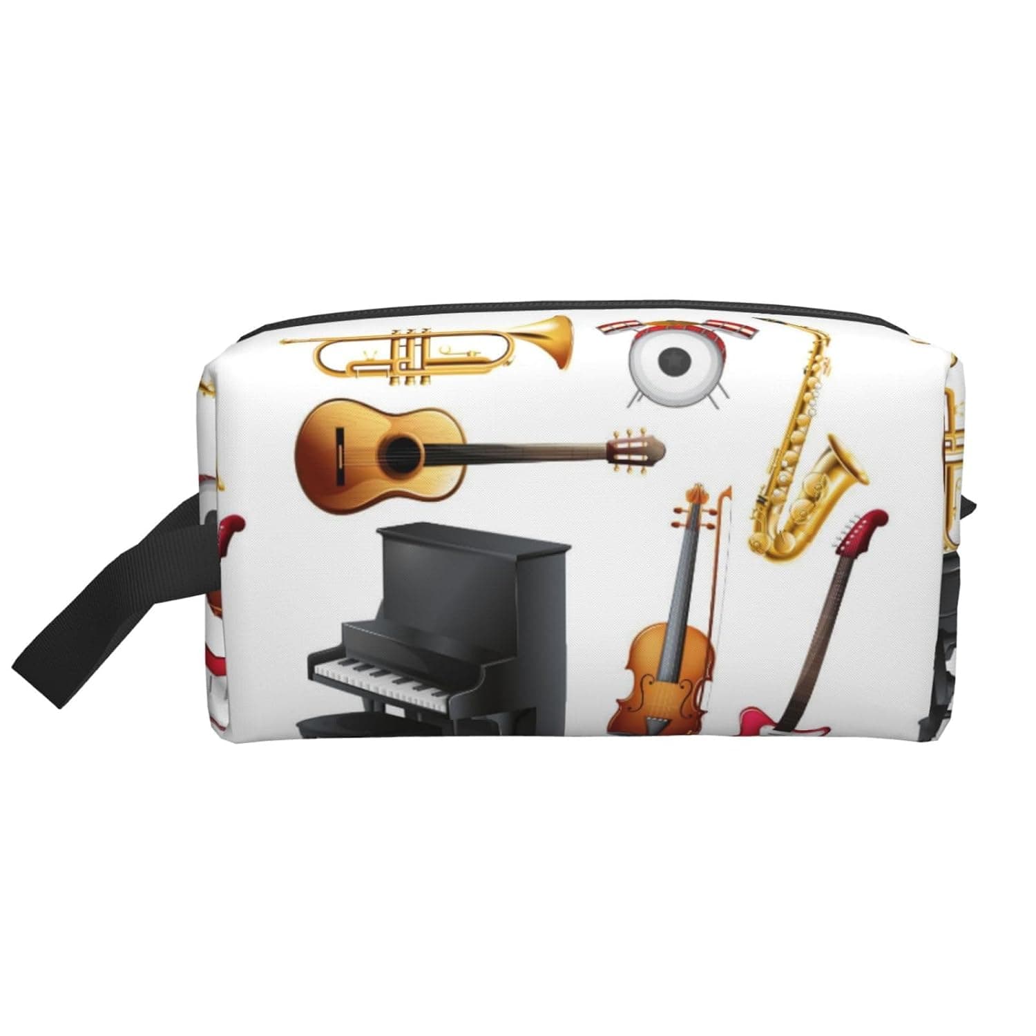 Toiletry Bag, Musical Instrument Piano Guitar Saxophone | Padded Large Makeup Bags with Handle for Travel Essentials, Toiletries Cosmetics Shaving Accessories Gym