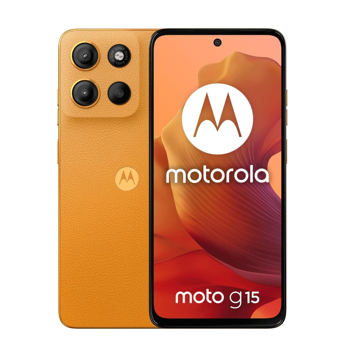 Motorola Moto G15 Dual-SIM 128GB ROM + 4GB RAM (GSM Only | No CDMA) Factory Unlocked 4G/LTE Smartphone (Sunrise Orange) - International Version