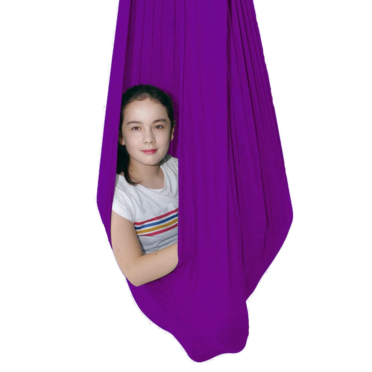 Sensory Swing for adults Indoor kids Therapy Swing Calming Snuggle Hammock durable soft strong fabric swing Best suited for children with SPD Autism and Asperger (Color : Dark purple, Size : 1M x 2.