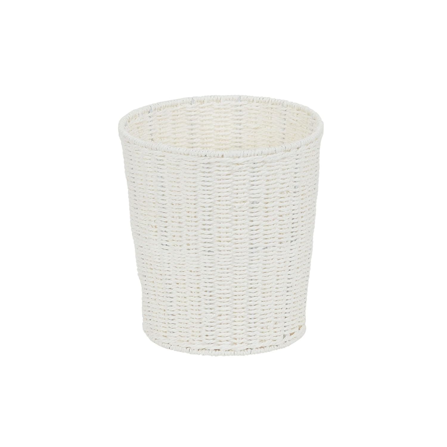 Household Essentials White Paper Rope Waste Basket Trash Bin for Bathroom, Bedroom, Office