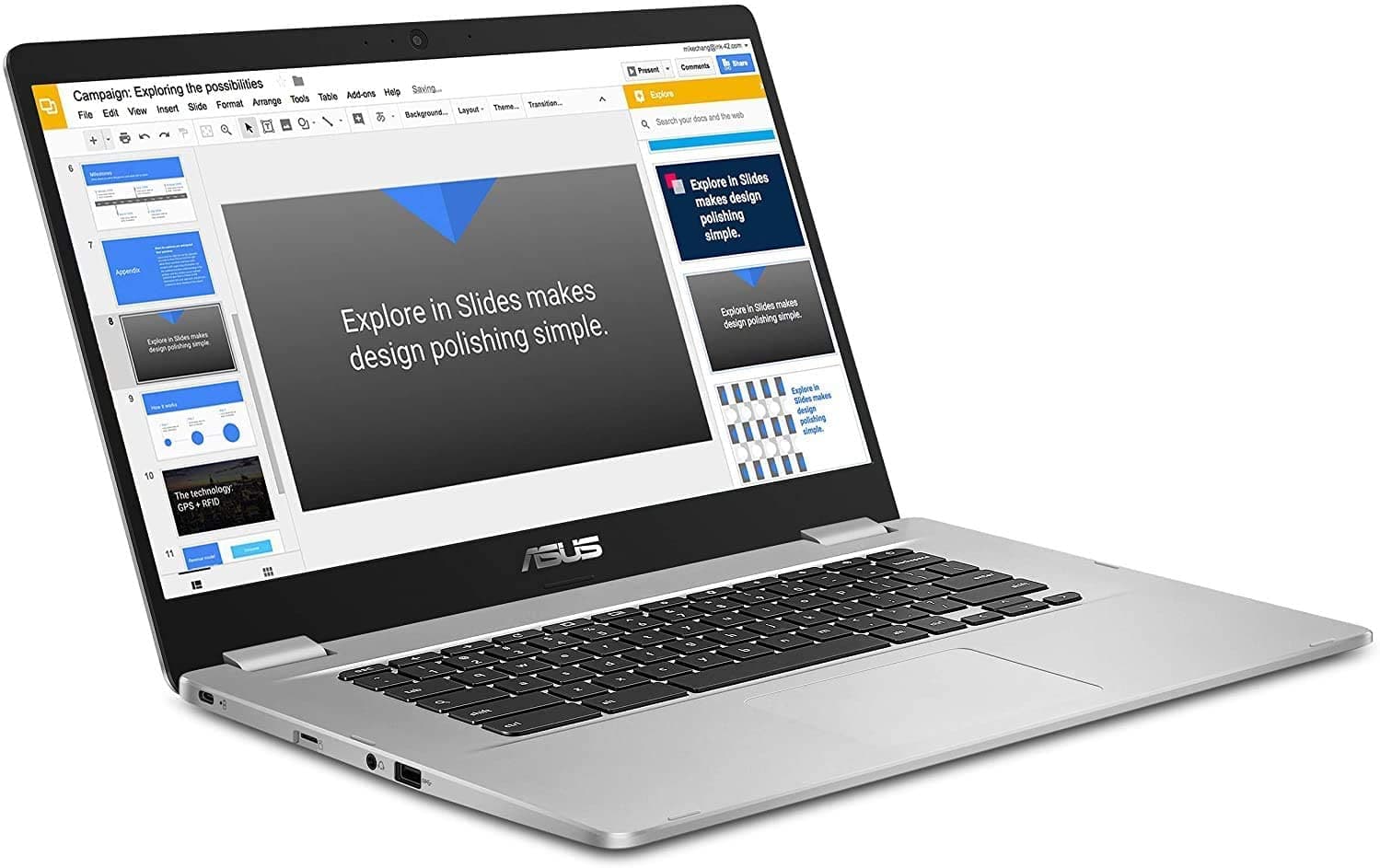 ASUS Chromebook C523, 15.6" FHD NanoEdge-Display with 180 Degree-Hinge, Intel Celeron N3350-Processor, 4GB LPDDR4-RAM, 64GB Storage, Chrome OS, Silver, Laptop-Sleeve Protector, C523NA-IH44F