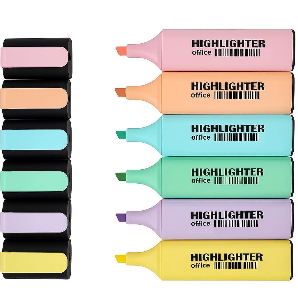 Share the Love 6 Pastel Color Highlighter Marker Set – Smooth Writing, Quick-Dry, Assorted Vibrant Colors for School, Office & Journaling