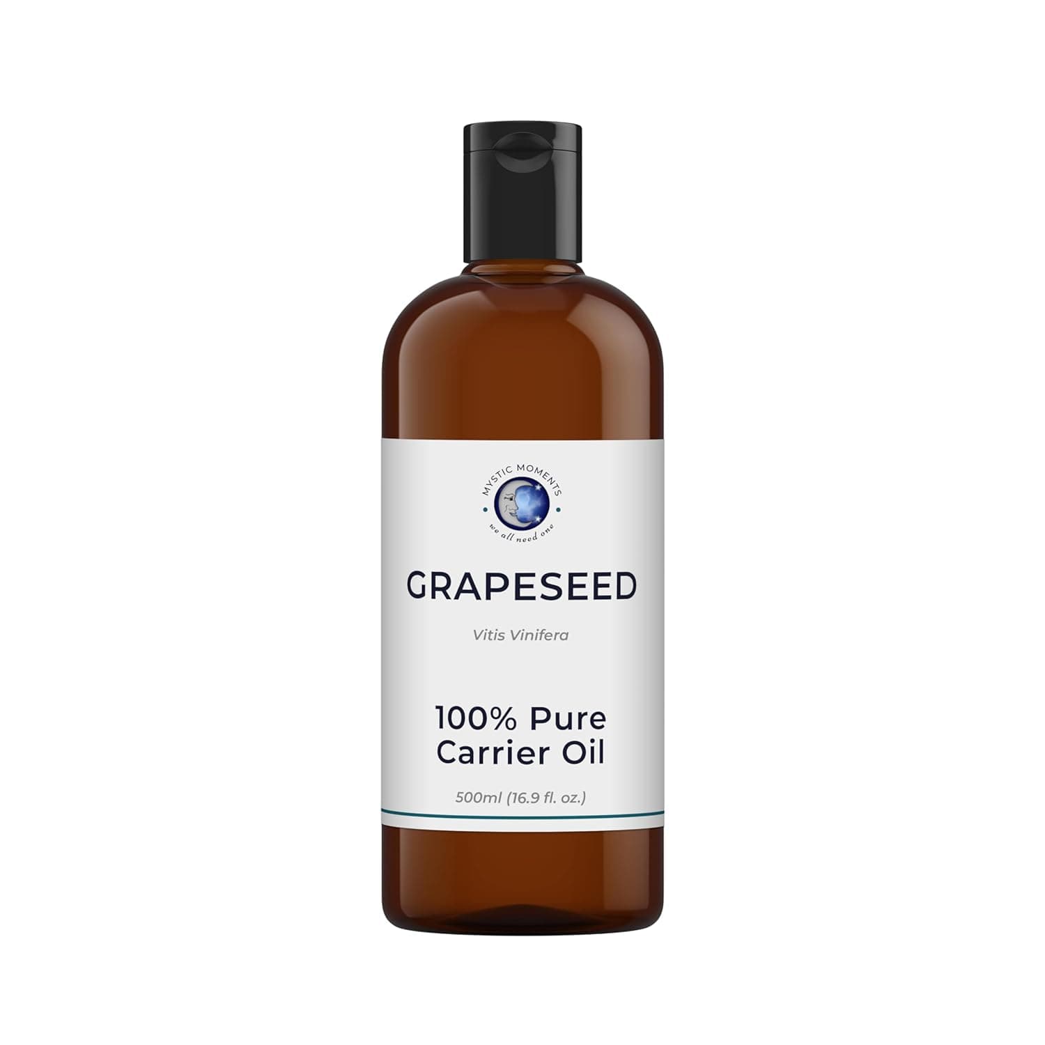Mystic Moments | Grapeseed Carrier Oil 500ml - Pure & Natural Oil Perfect for Hair, Face, Nails, Aromatherapy, Massage and Oil Dilution Vegan GMO Free