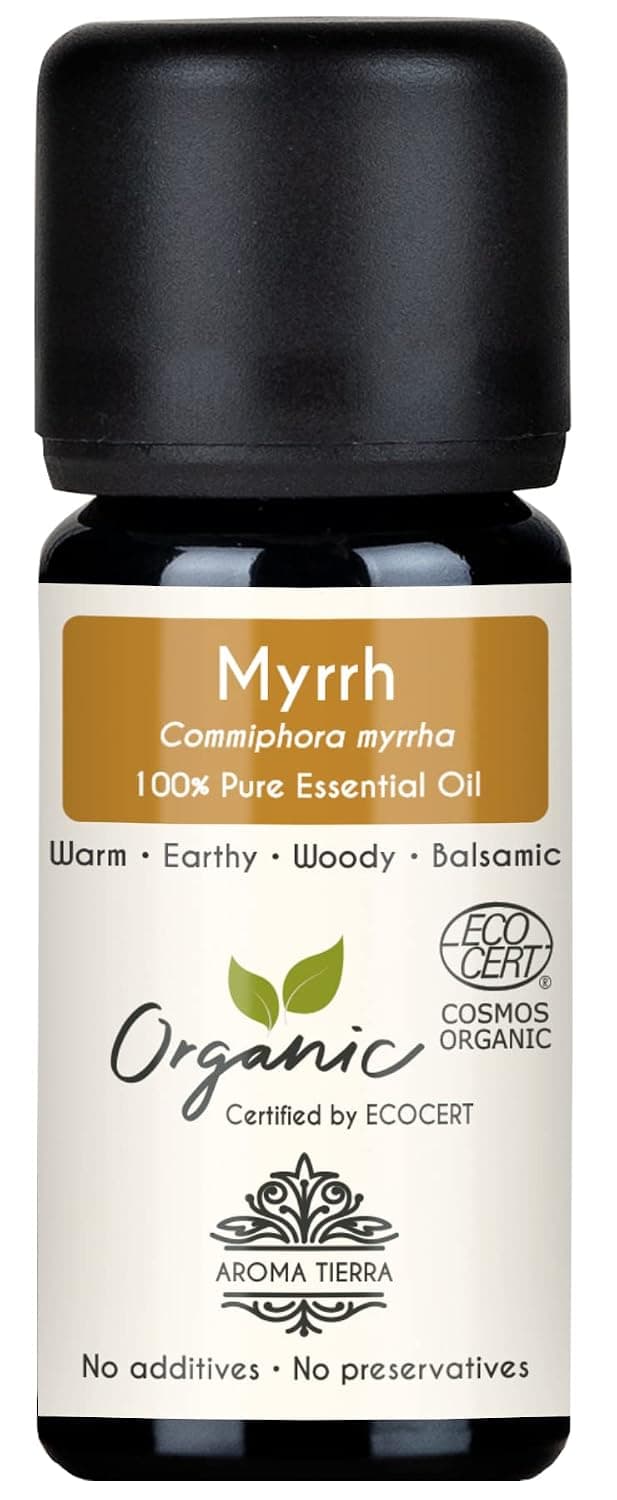 Organic Myrrh Essential Oil (Somalia) - Aroma Tierra - 100% Pure, Natural, Certified Organic by ECOCERT - 10ml