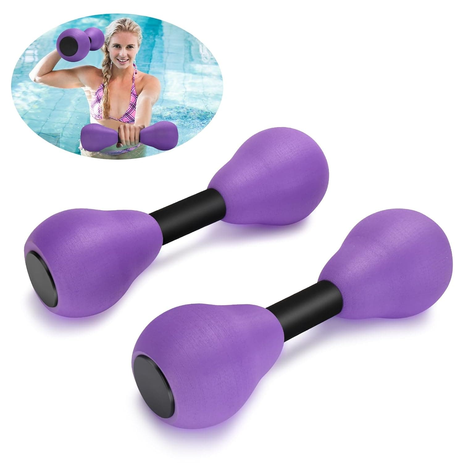 Carperipher Aquatic Dumbells,2Pcs Foam Water Weights Aerobic Exercise Fitness Equipment Dumbbells, Pool Resistance Swimming Training for Men/Women Weight Loss, Beginner Swimming Training