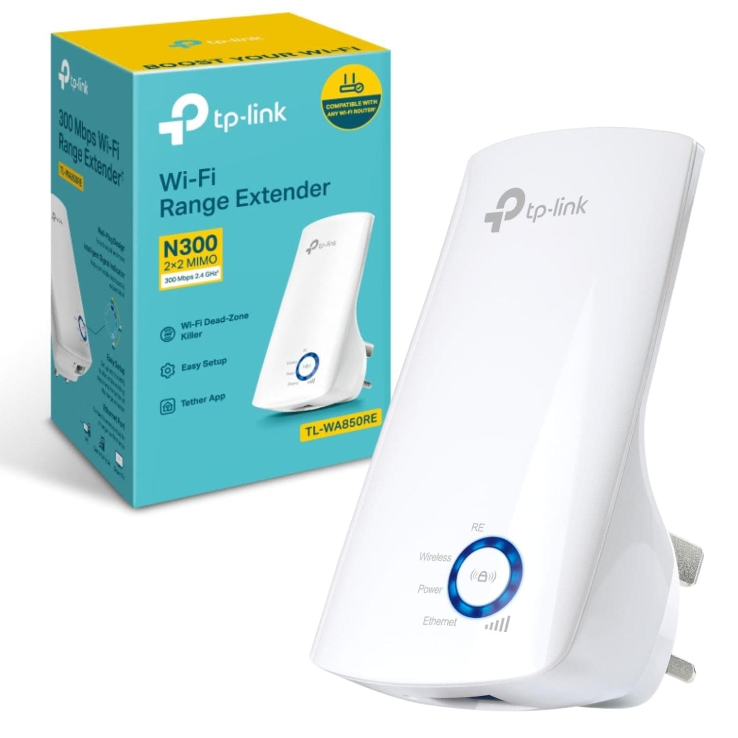 TP-Link TL-WA850RE 300Mbps Universal Wi-Fi Range Extender, Wireless, White, WiFi Range Expand Extender Booster Signal Indicator