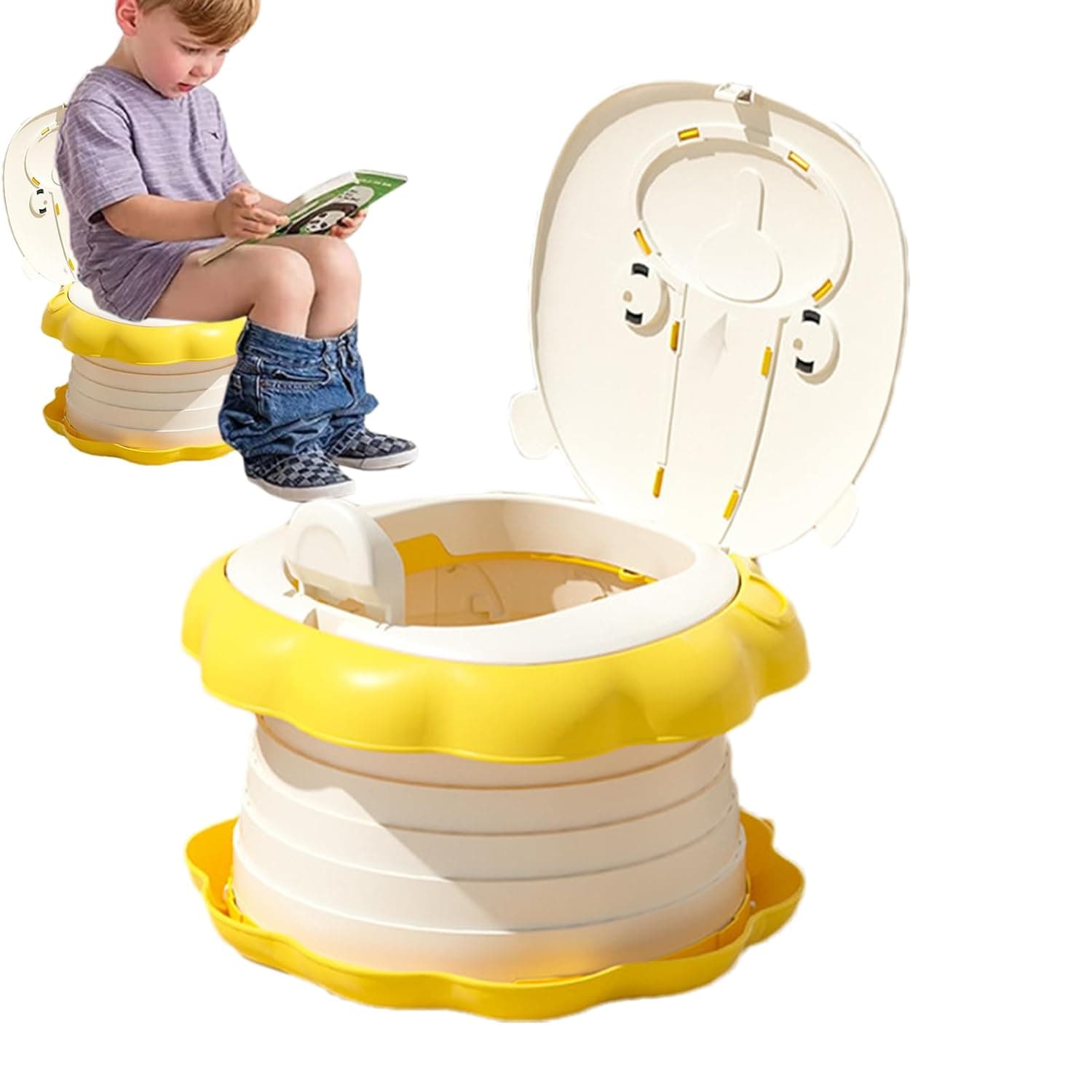 Portable Toilet for Kids Training Chair, Raised Water Guard, Anti-Slip | Kids Travel Foldable Potty Seat Camping Travel Road Trip Accessories Long Driving Boys Girls Camping Park