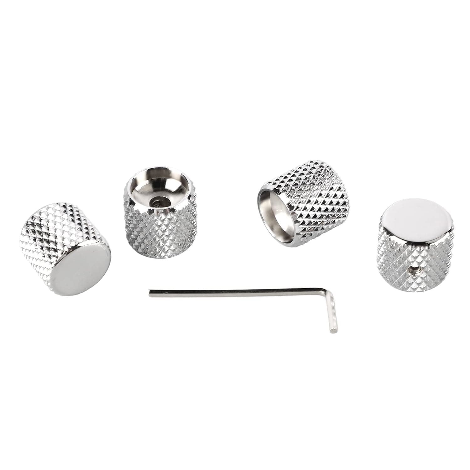 4Pcs Guitar Knob Metal Dome Flat Top Set for Musical Instrument, #311, GD139A Nickel, Classic